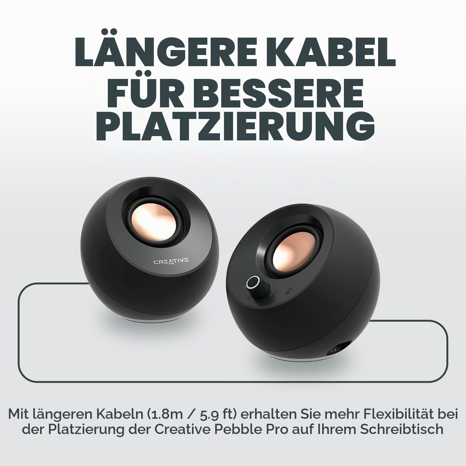 CREATIVE Pebble Pro (Schwarz) USB-C PC-Lautsprecher mit Bluetooth 5.3 und anpassbarer RGB-Beleuchtung, USB-Audio und Headset-/Mikrofonanschluss