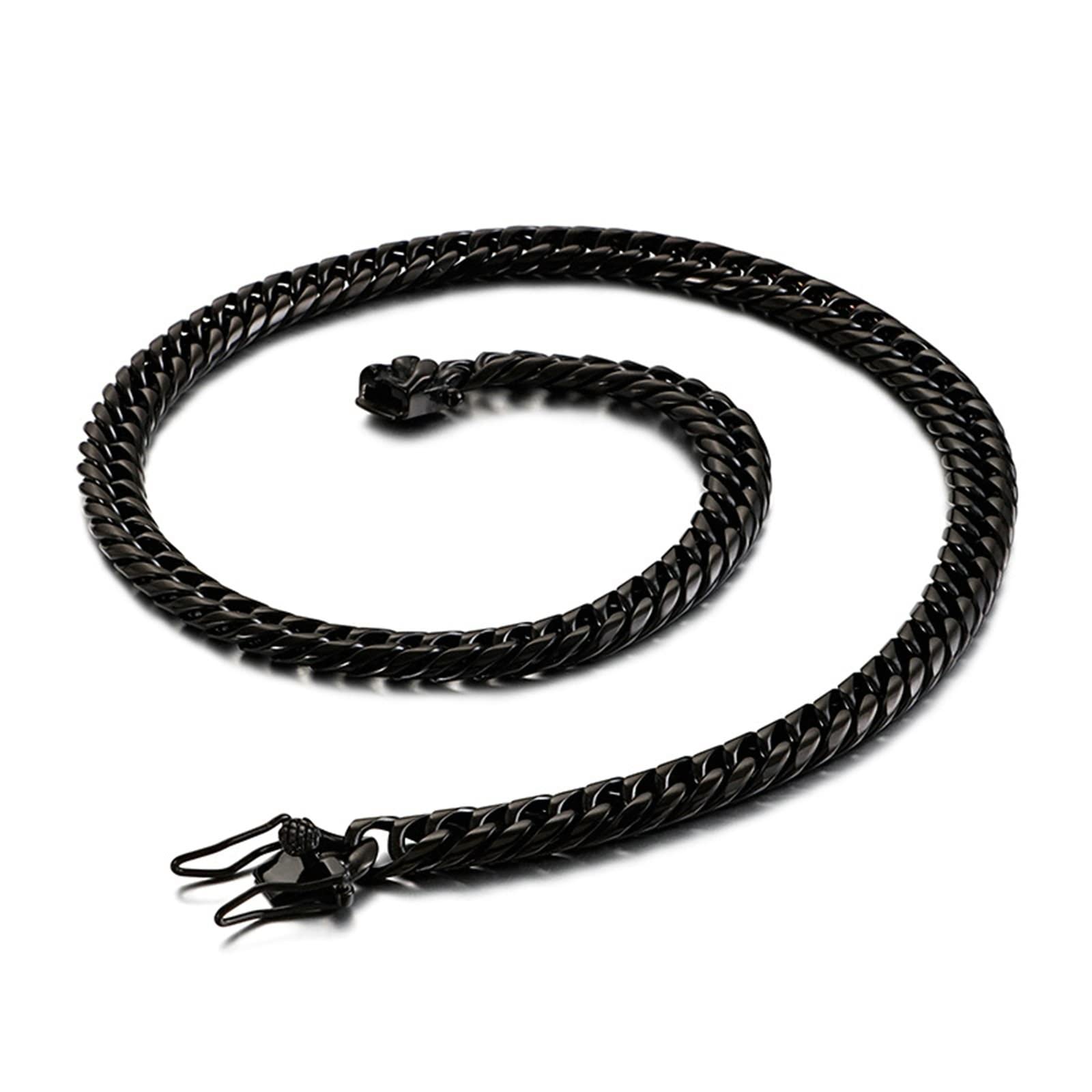 Catena a maglia barbazzale in acciaio inox 50-76 cm, collana da uomo oro/argento/nero da uomo in metallo collo largo 9 mm catena gioielli