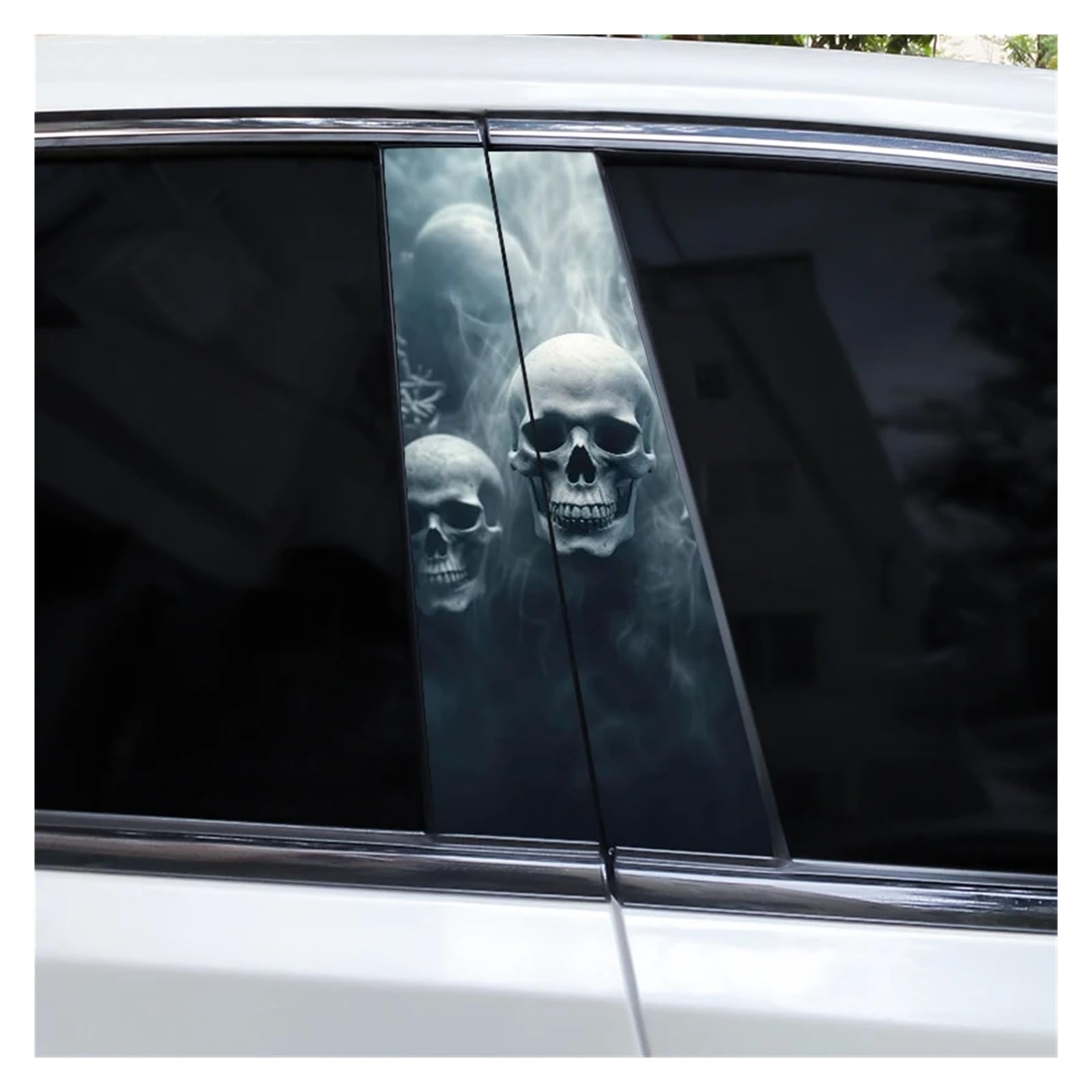 Car Side Decals 2pcs Smoke Skull Doorpost Vinyl B-Pillar Stickers Scratch-Resistant Self-Adhesive Center Column Decal(Style G)