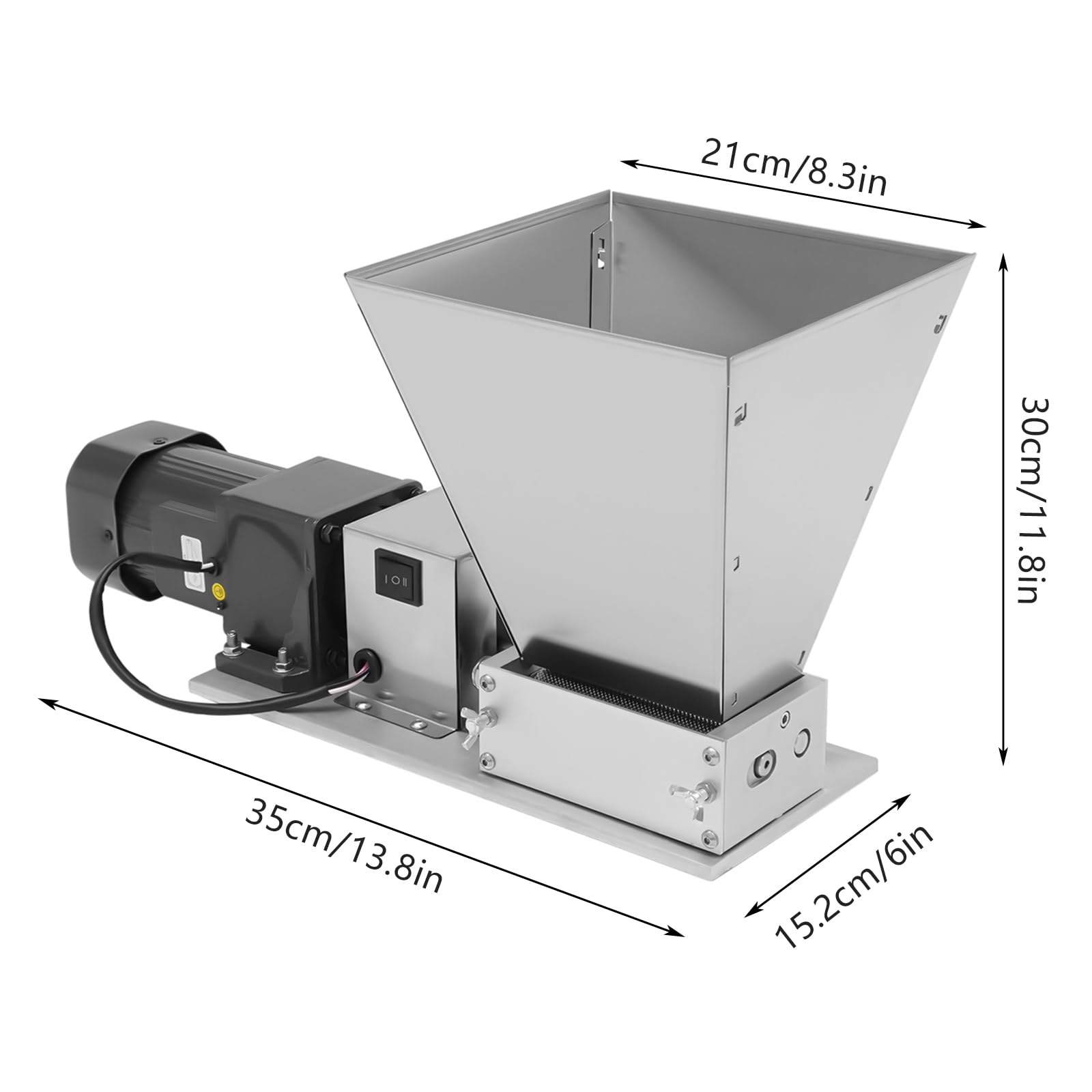 Electric Grain Mill Mixed Milling Machine Roller Food Crusher Wet Dry Homebrew Barley Grinder Cereals Wheat Flour Malt 2Roller With 4Hopper For Household Restaurant Canteen (60W Silver)