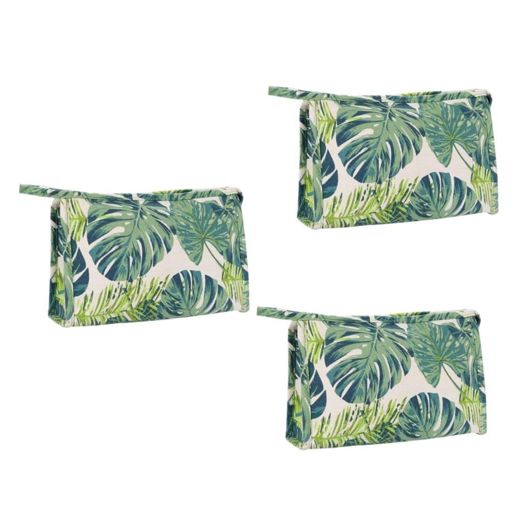 Mipcase 3pezzi Borsa Da Viaggio Multifunzionale Con Stampa Tropicale Monstera Organizer Per Cosmetici e Necessità Da Lavaggio Borsa Tela Portatile e Pratica Per Viaggi e Uso Quotidiano