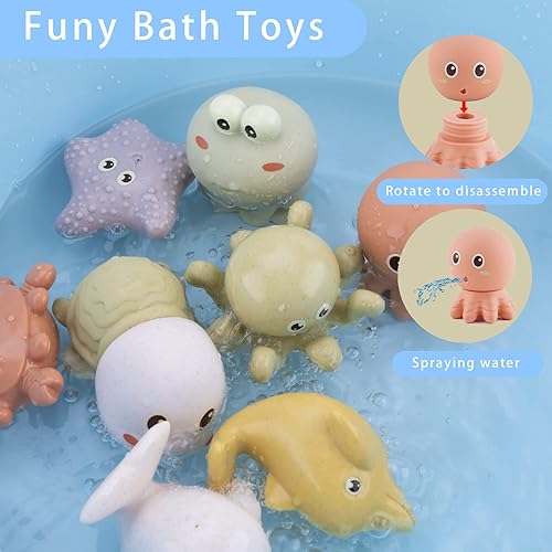 Miniatura 2 de Juguetes de baño de animales marinos sin moho, paquete de 10 | Juguetes sensoriales de agua para bebés de 6 a 18 meses y niños pequeños de 1 a 3