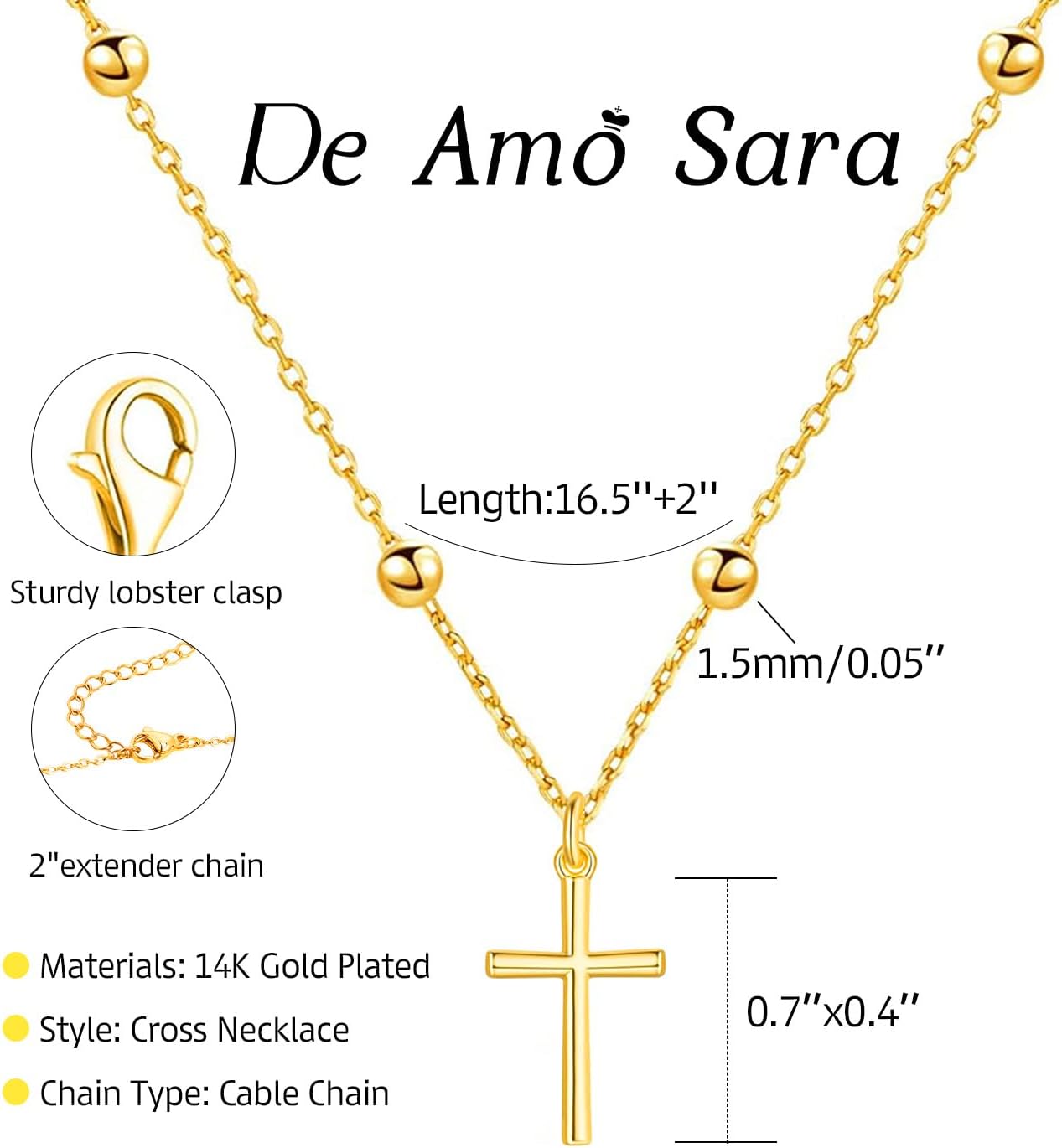 Cross Necklace for Women, Dainty 14K Gold Plated Cross Pendant Simple Long Necklaces for Women, Christian Faith Necklace Trendy Gold Jewelry Gifts for Easter - Image 7