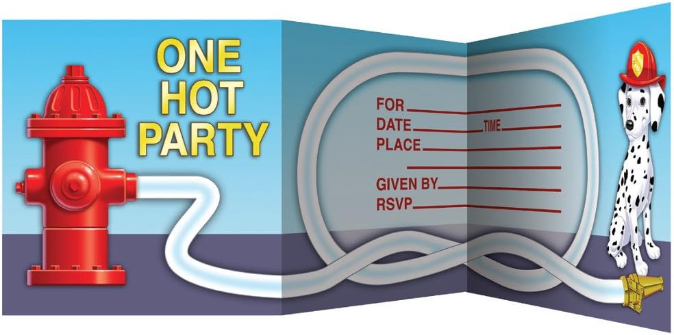 Creative Converting Firefighter 8 Count Enhanced Party Invitations