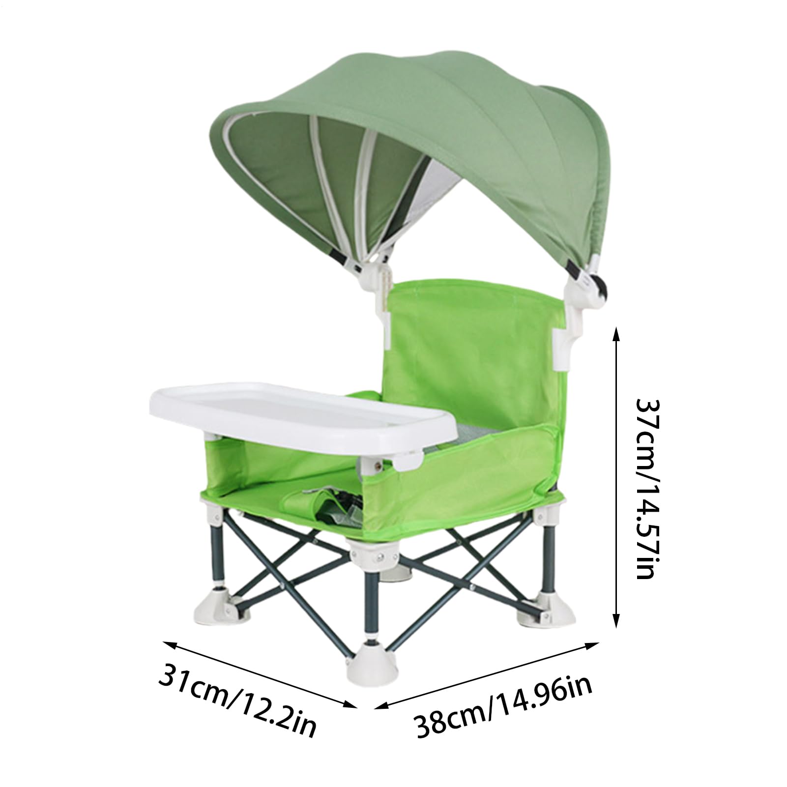 Seggiolino portatile per bambini, da viaggio, con vassoio per mangiare, pieghevole, con tettuccio parasole, per casa, viaggi, campeggio, picnic, prato, spiaggia