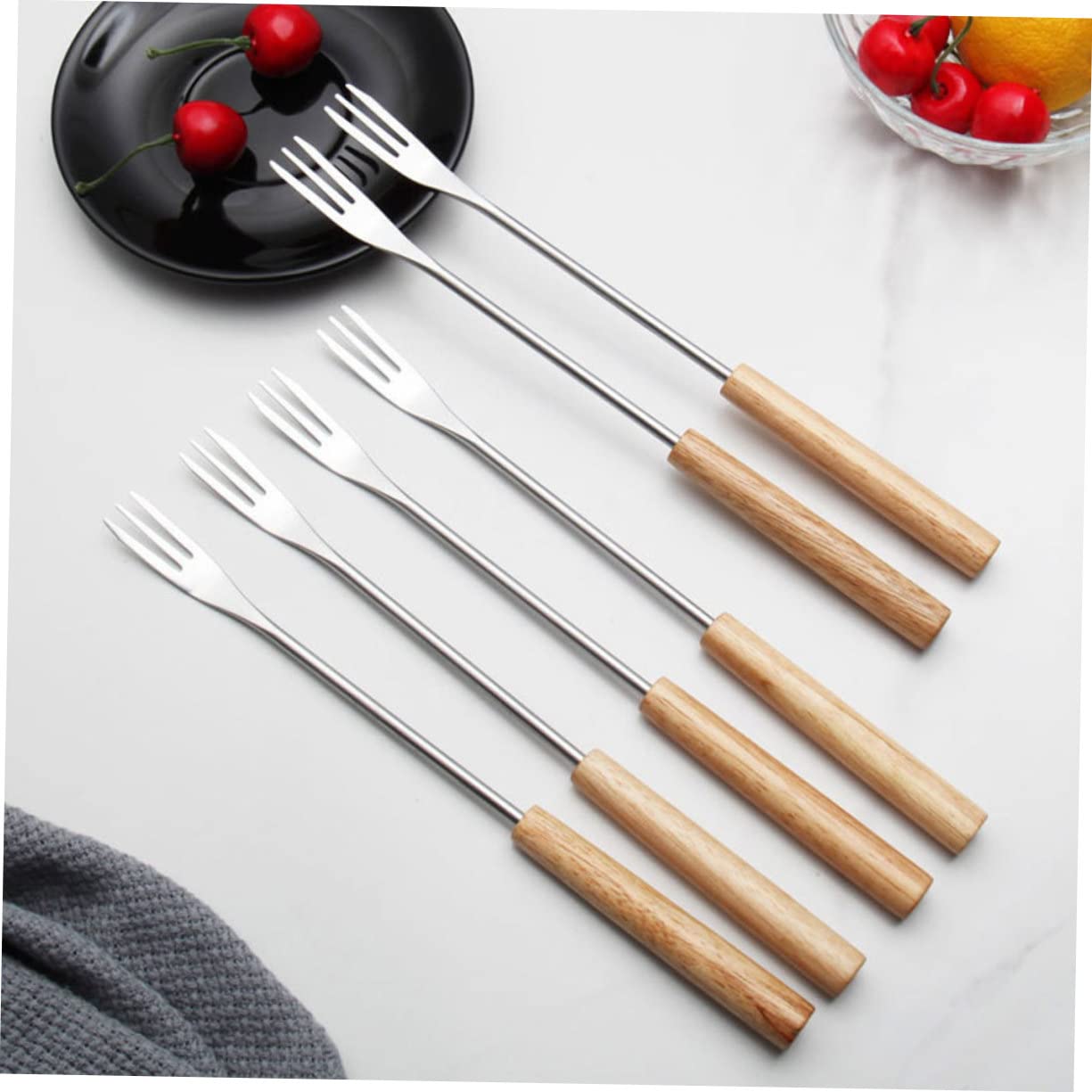 MOLUCKFU 12pcs Chocolate Fondue Fork Chocolate Fondue Sticks Bbq Fork Chocolate Forks Reusable Fruit Forks Cheese Fondue Forks Kabob Sticks Fondue Dipping Forks Chocolate Dipping Forks Wood