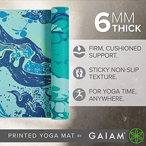 Gaiam Yoga Mat Premium Print Reversible Extra Thick Non Slip Exercise & Fitness Mat For All Types Of Yoga, Pilates & Floor Workouts, Zara Rogue, 68 Inch L X 24 W X 6Mm Thick #TOP2