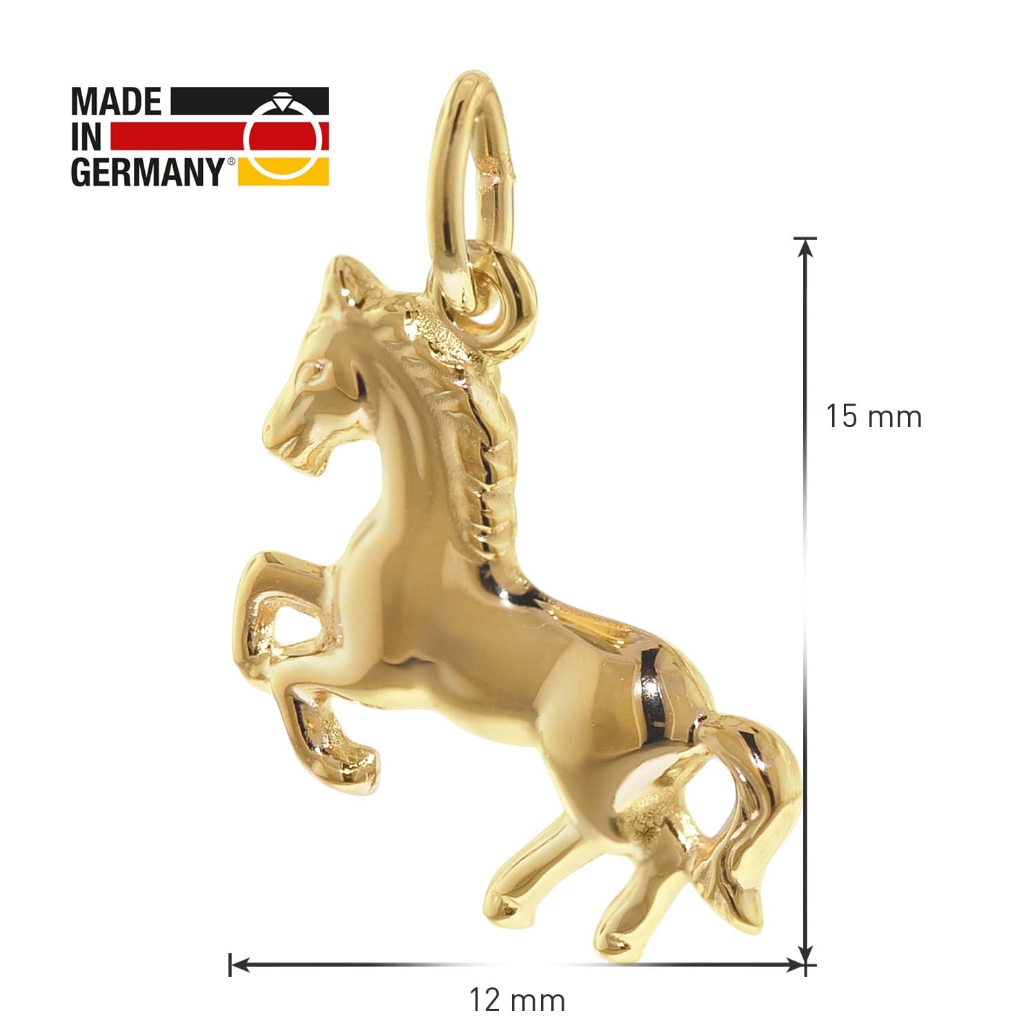 trendor Schmuck-Anhänger Pferd Gold 333 / 8K 21558 | zeitloses Schmuckstück für Kinder, elegantes Accessoire,
