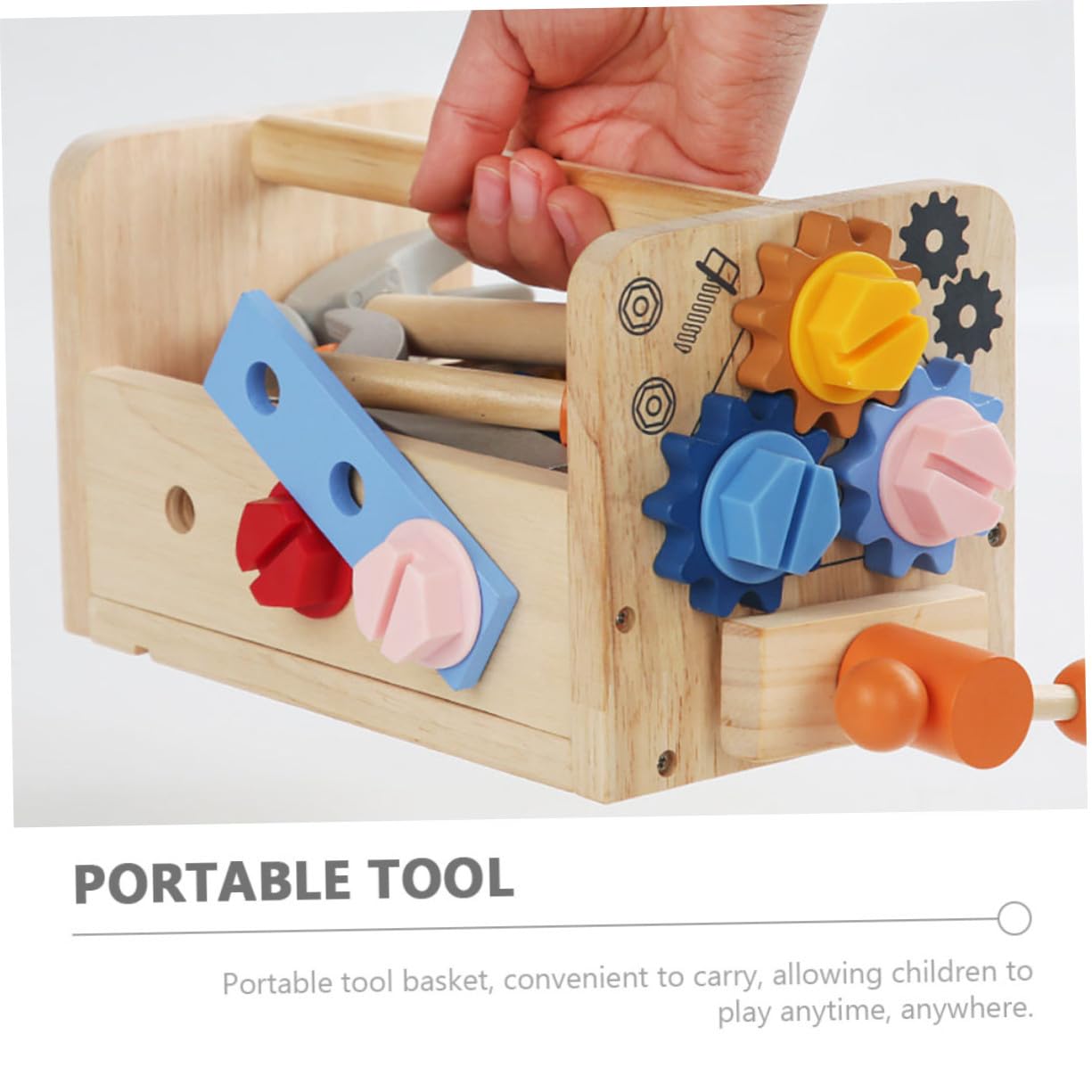 Juego de Herramientas de Madera Portátil, 1 Set, para Niños