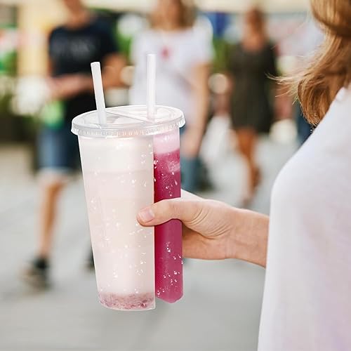 Miniatura 7 de HEALLILY Taza de plástico desechable de forma redonda, doble espesa, taza para compartir en pareja, para fiestas en casa, tienda, 20 uds