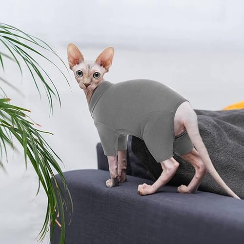 Miniatura 6 de ROZKITCH Ropa de gato sin pelo, transpirable y suave solo para gatos, abrigo de gato con cuatro patas, suéter cálido para gatos, camiseta de gato,