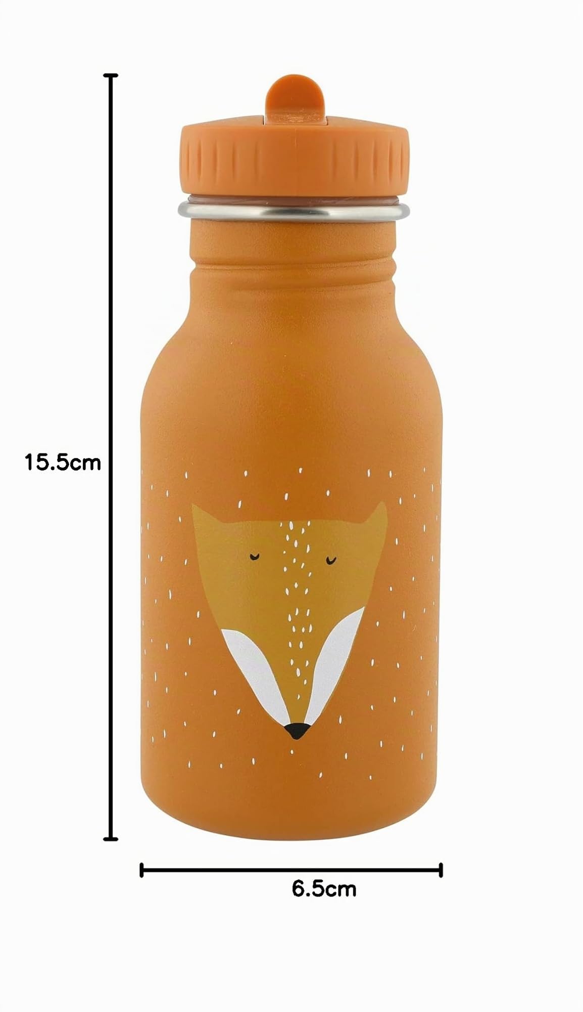 Trixie Baby Trinkflasche aus Edelstahl, Kinder-Trinkflasche, Auslaufsicher, mit Tragekordel, Schlanke Form für Kleine Hände, Bruchsicher, ab 3 Jahren (Mr. Fox, 350ml)