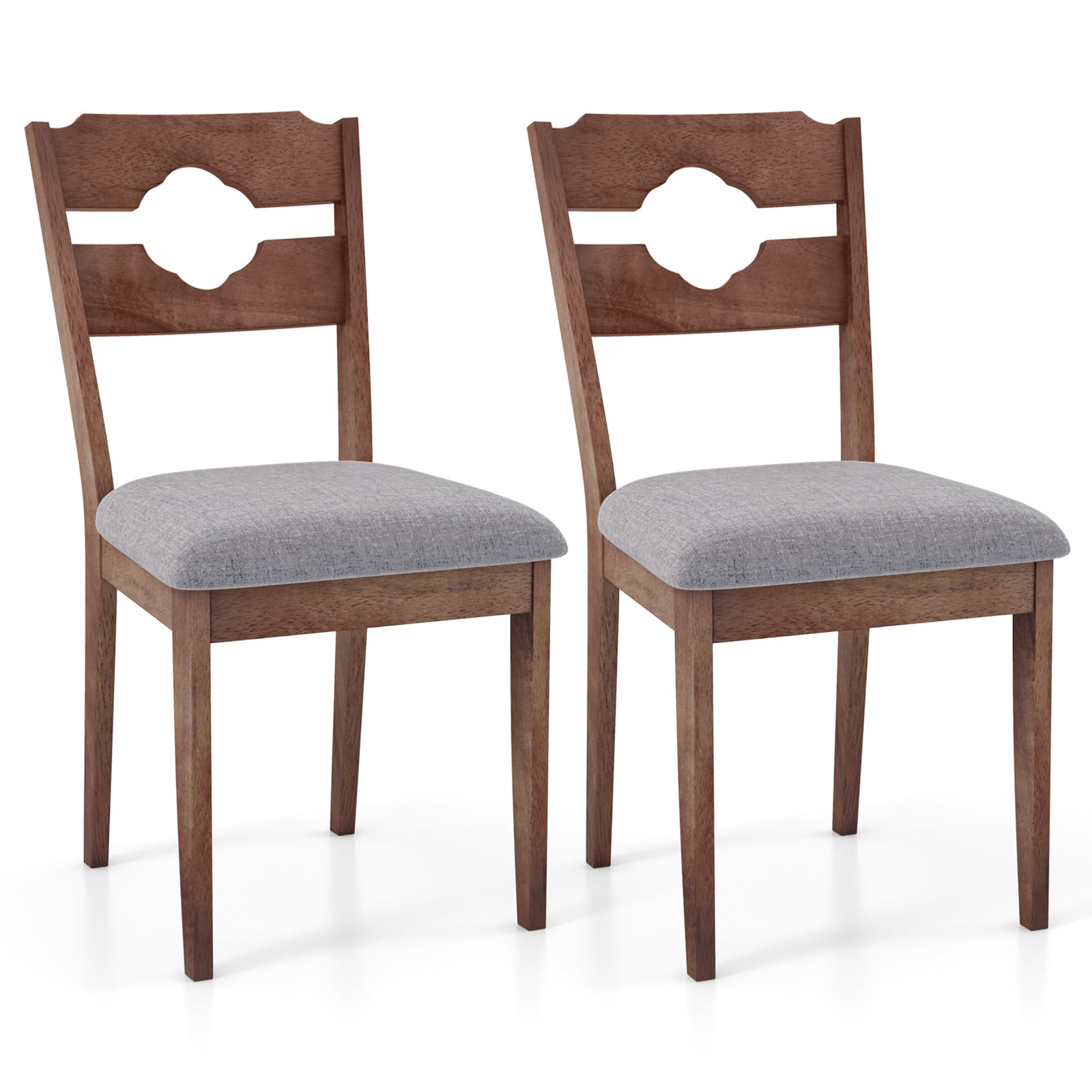 GOFLAME Dining Chairs Set of 2, Fabric Upholstered Kitchen Chairs with Padded Seat, High Back, Rubber Wood Frame, Mid-Century Farmhouse Accent Side