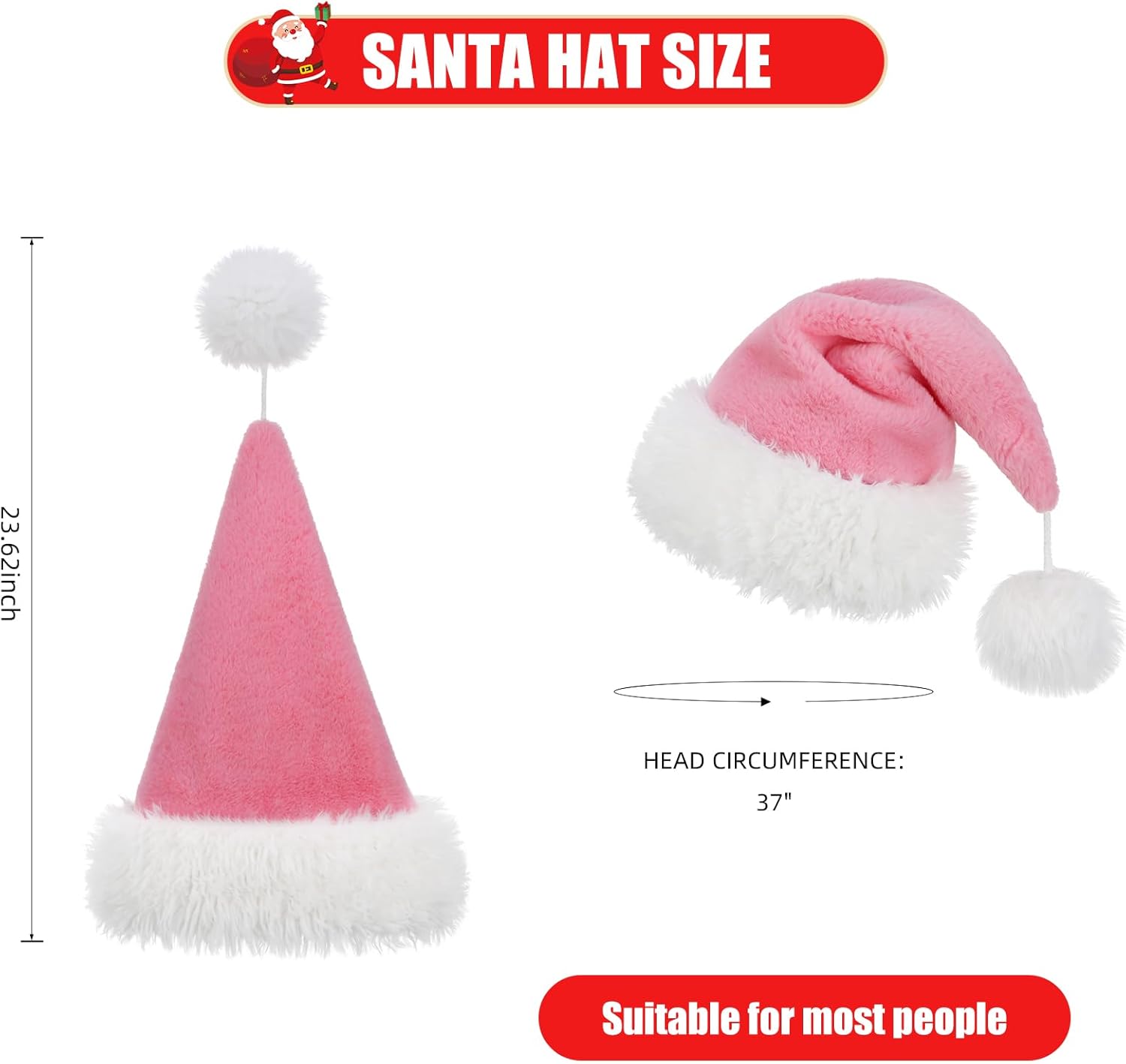 Personalized Santa Hat for Adults, Super Soft Plush Holiday Christmas Hat, Xmas New Year Party Headwear - Image 2