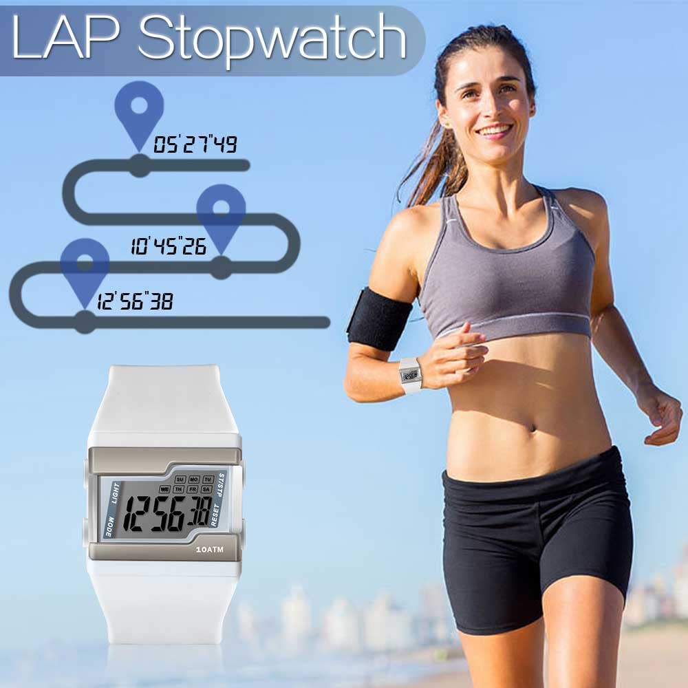 Montre Bracelet Numérique Plongée Natation 10 ATM Etanche avec Plusieurs Fonctions de Chronomètre Tour, Réveil, Calendrier et Rétroéclairage