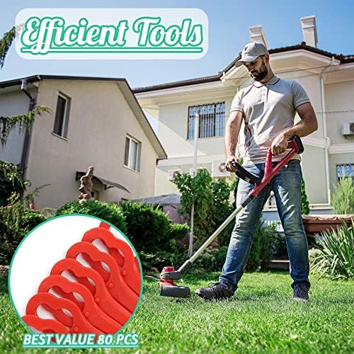 80 Pcs Grass Trimmer Replacement Blades, 83 mm Plastic Garden Mower Blades Cordless Lawn Mower Cutting Blades Lawn Strimmer Accessories Tool for Swift Ryobi VonHaus Bosch Grass Strimmer-Red