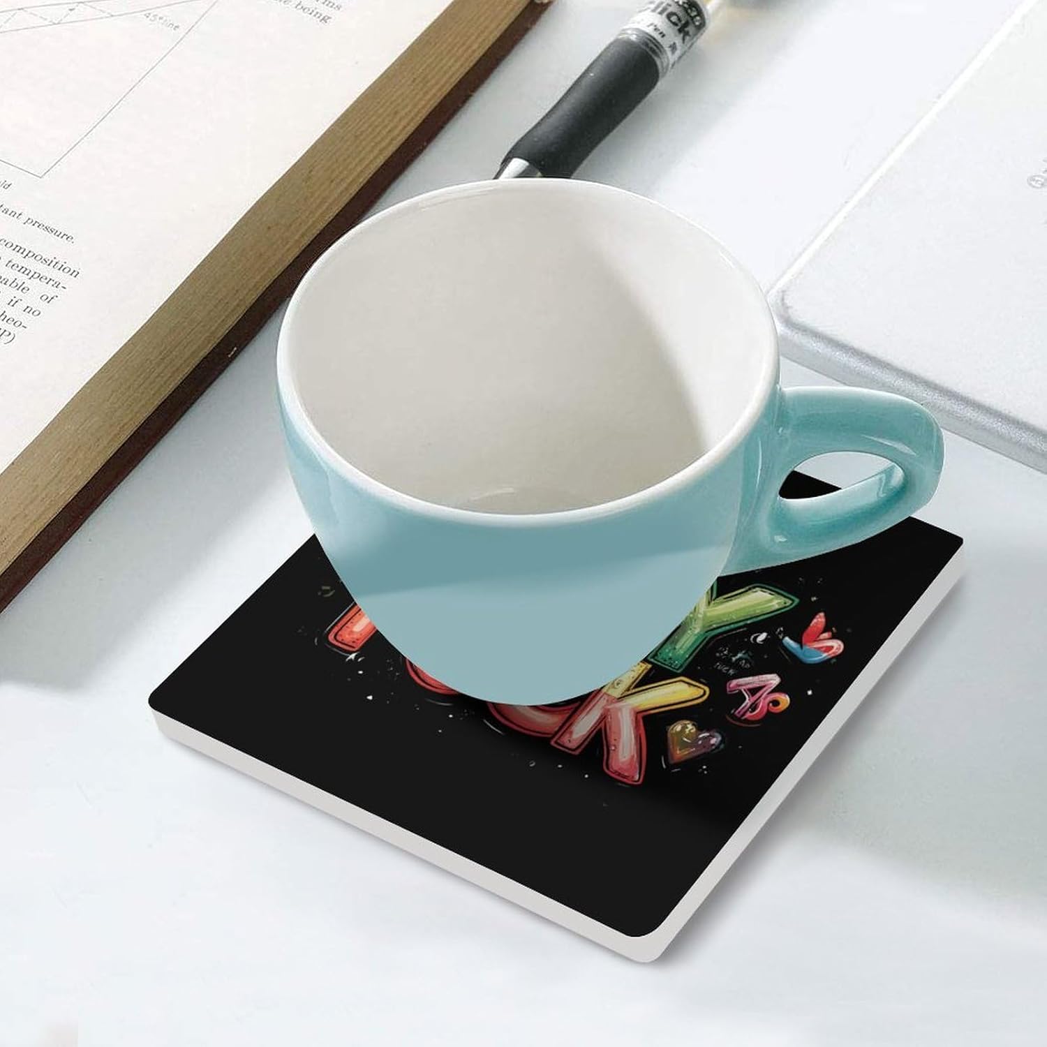 Gay AS Fuck Coasters for Drinks Square Table Coasters Set Cup Mats with Cork Base