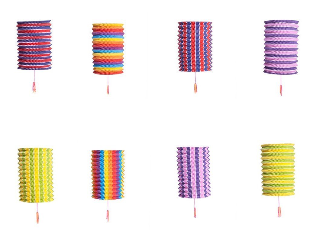 Set of 8 Rainbow Colorful Cool Festival Party Celebration Home Decor Lanterns