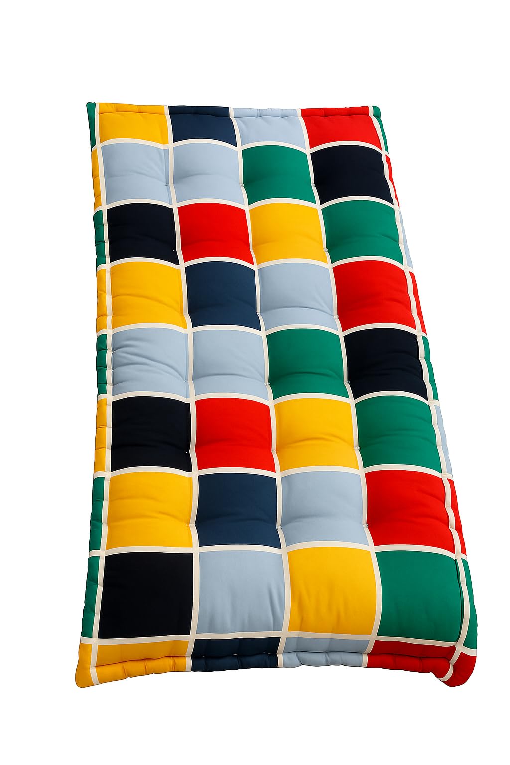 H B MSALA Cotton Check Printed Foldable Lightweight Double Bed Quilt Mattress | Soft Gadda for Floor & Bed | 3D Design Printed (72 x 48 Inches / 4 x 6 ft, Box) – Colored Printed Mattress-image-27