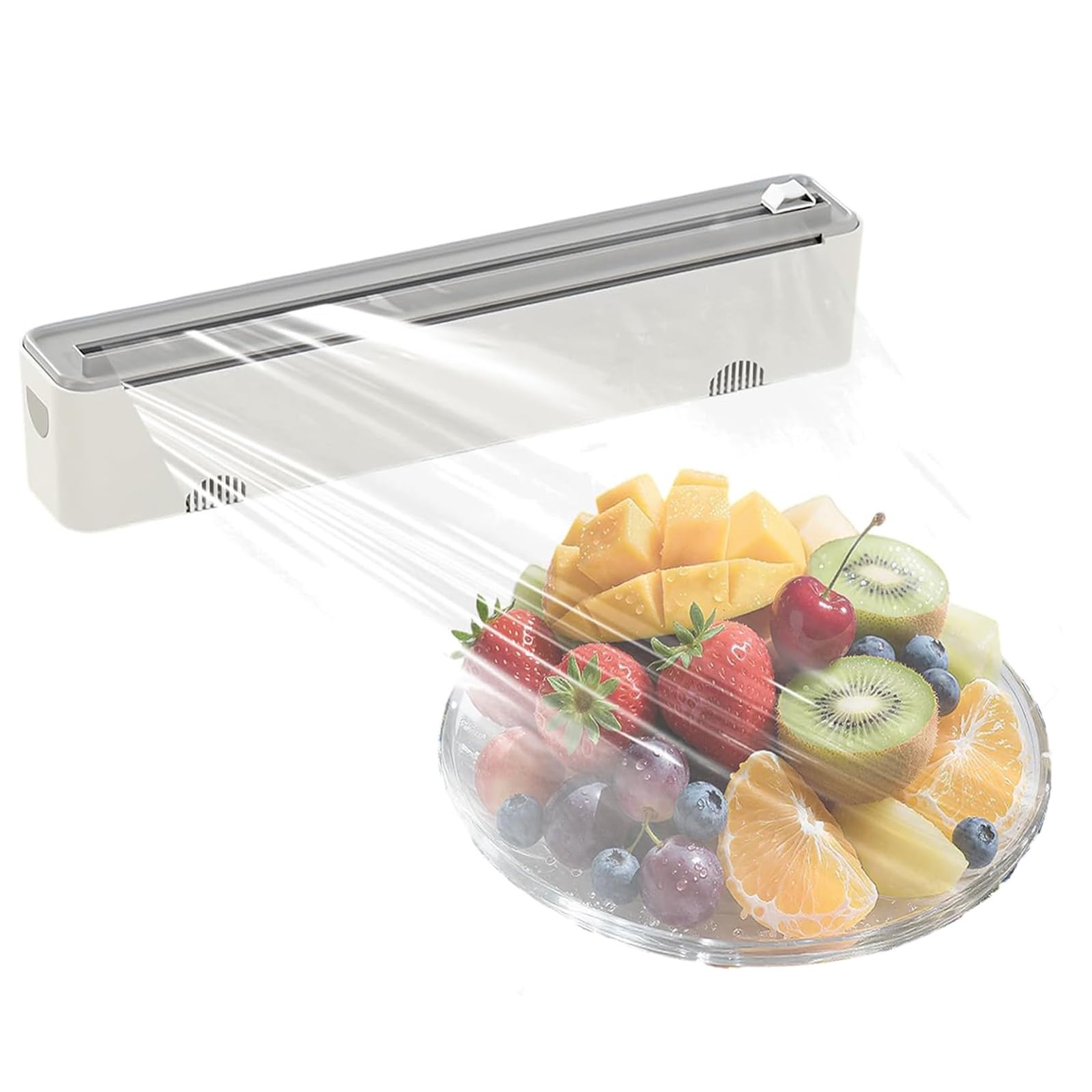 Magnétique Distributeur de Film Alimentaire, Plastique Dévidoir de Film avec Cutter, Distributeur Coupe-capsule Distributeur de Films Magnétique pour Cuisine (Gris)