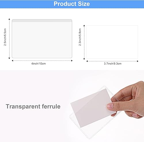 Miniatura 2 de Outus 100 bolsillos autoadhesivos para tarjetas de índice con tarjetas en blanco, 4 x 2.5 bolsillos adhesivos transparentes, soportes para