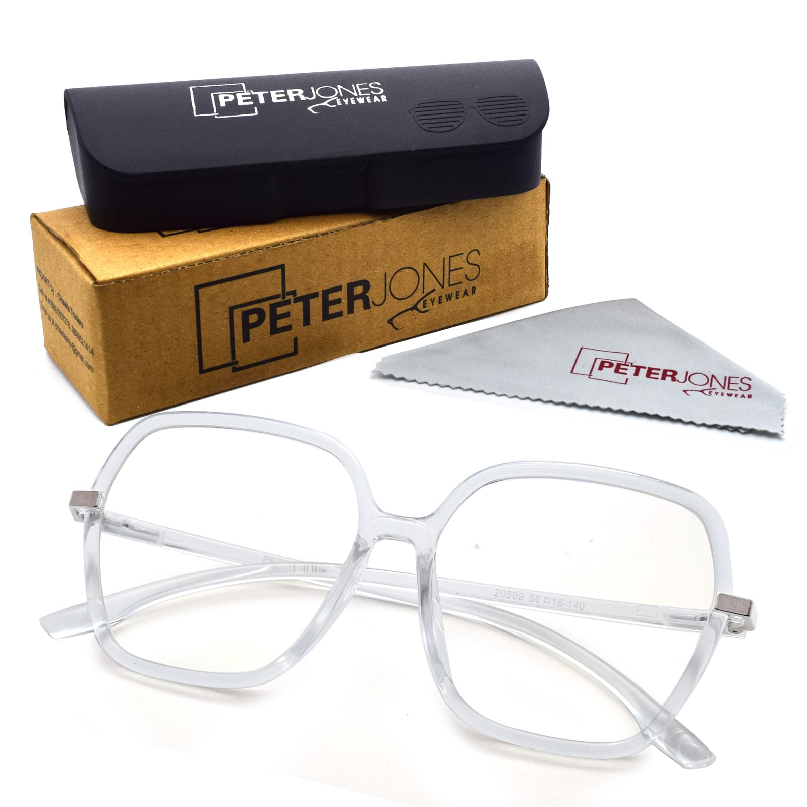 Peter Jones Gafas de computadora cuadradas de gran tamaño con bloqueo de luz azul para mujeres/niñas (20509)