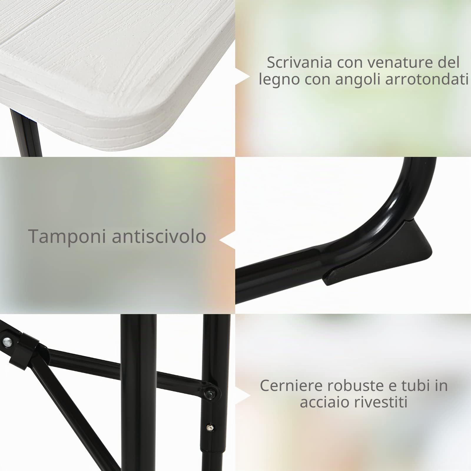 KOMFOTTEU Tavolo da campeggio con sedie, pieghevole, 3 pezzi, con 1 tavolo da birra e 2 panche, tavolo da picnic pieghevole e salvaspazio, set da campeggio portatile per esterni (bianco)