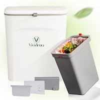 Vividron Konyhai Komposztáló Edény Fedéllel 9L - Fehér Bio Hulladék Gyűjtő Két Tartállyal - Akasztható Szekrény Alá 1