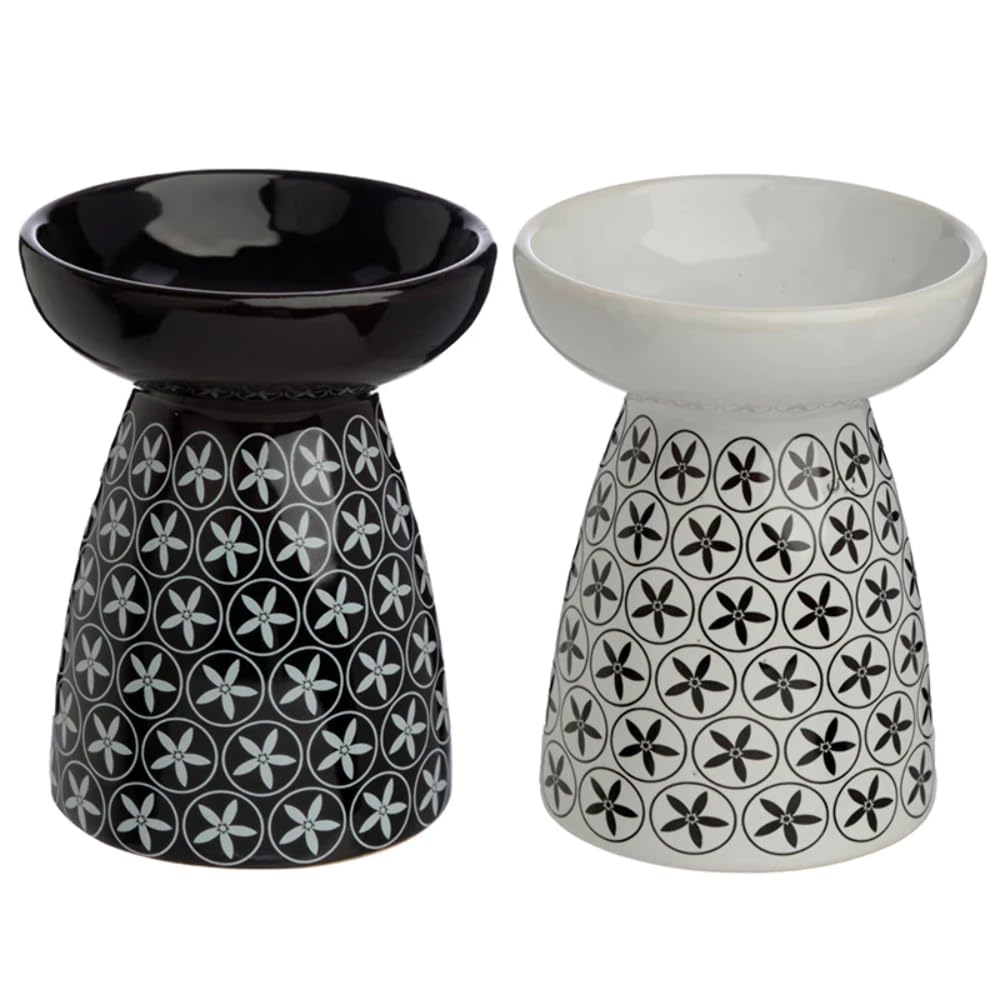 Puckator Eden Floral Pattern Ceramic Oil & Wax Melt Burner - Wax Melt Burners Warmer - Boho Bedroom Decor Diffuser Scent Tea Light Burner Holder - House Warming Gift - Aromatherapy Set