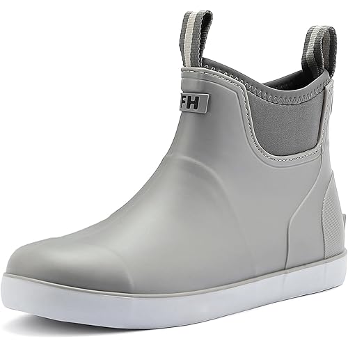 Men's Deck Boots, Waterproof Ankle Rain Boots Men Anti-Slip Traction, Outdoor Rubber Fishing Garden Boots High-Performance Shoes for Farming