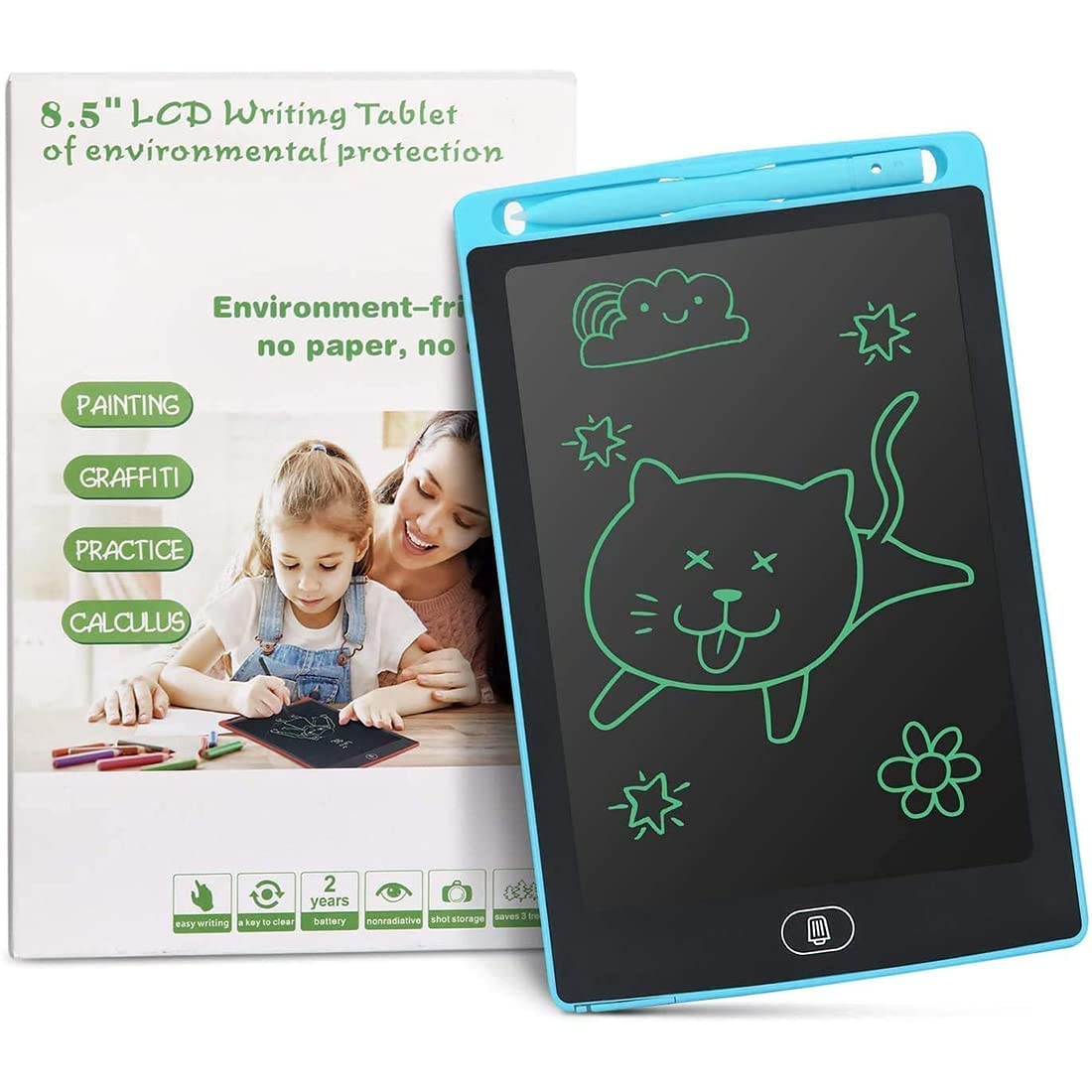LCD Writing Tablet Digital Magic Slate Ruffpad Portable Drawing Tab Writing Pad for Kids (8.5 inch, Pack of 1 Green Color