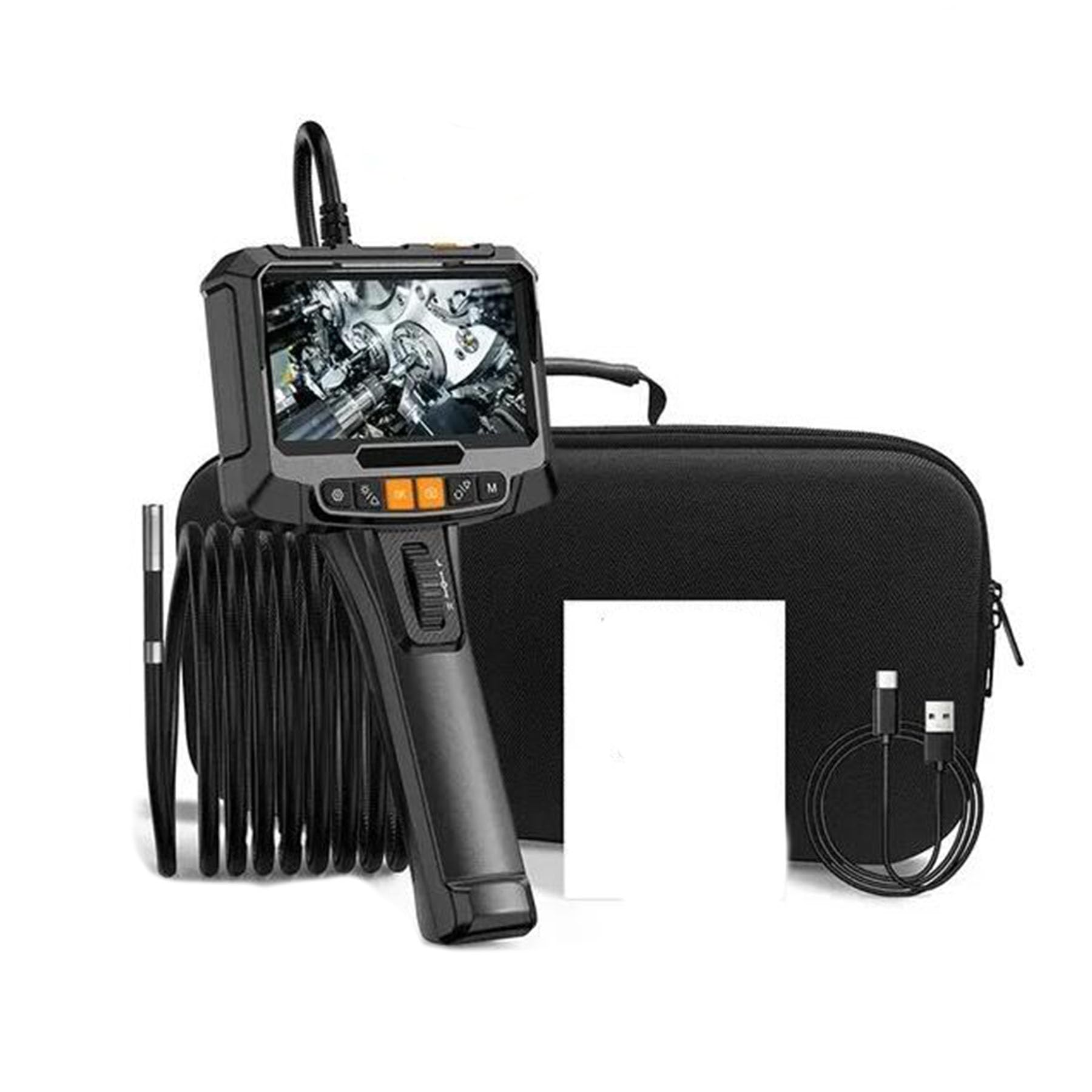 1m,Dual Lens Articulated Endoscope with Light, 5-Inch IPS Screen Bidirectional Endoscope Camera, Suitable for Automotive and Home Machinery