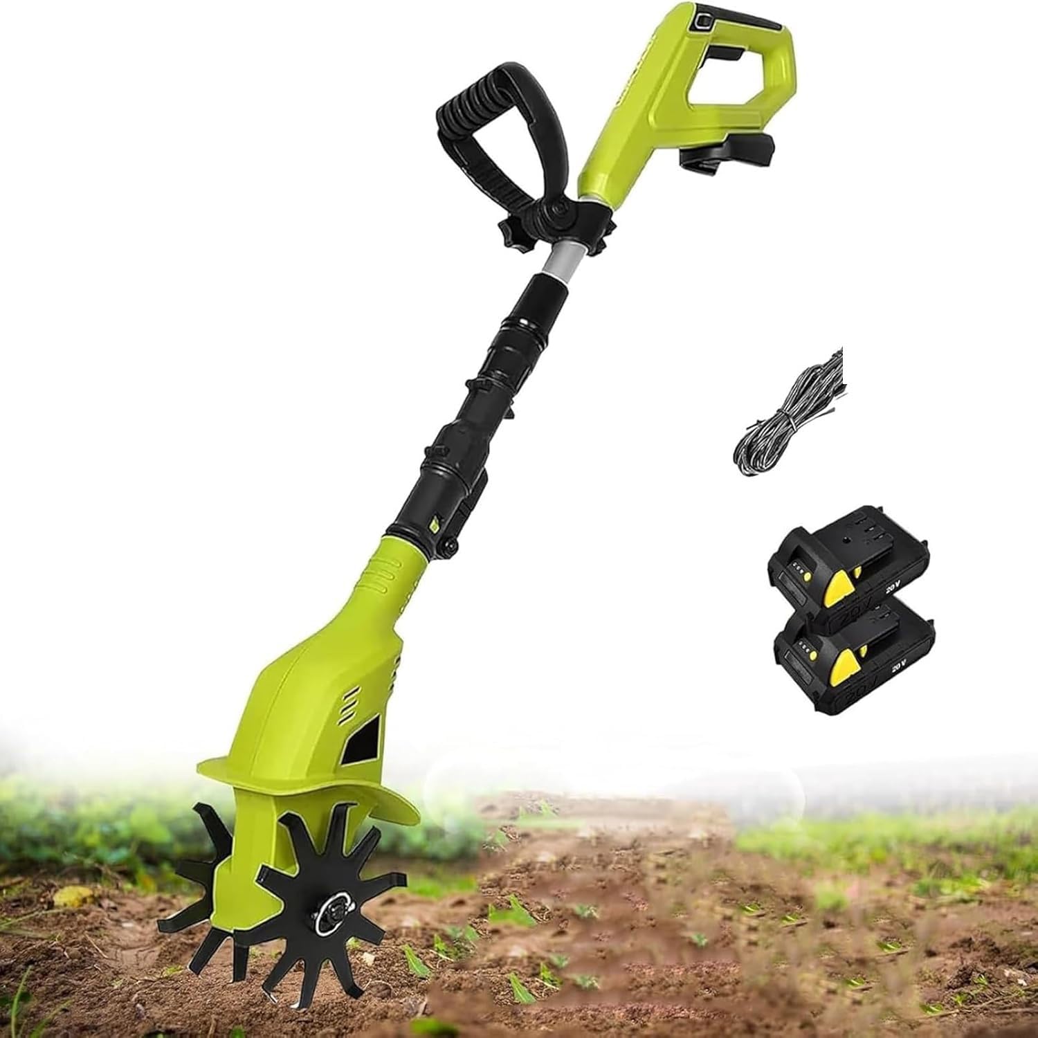 Rotavator de jardín eléctrico,Cultivador de cultivador eléctrico inalámbrico,Escarificadores de Suelo para césped,Ancho de labranza de 10 cm