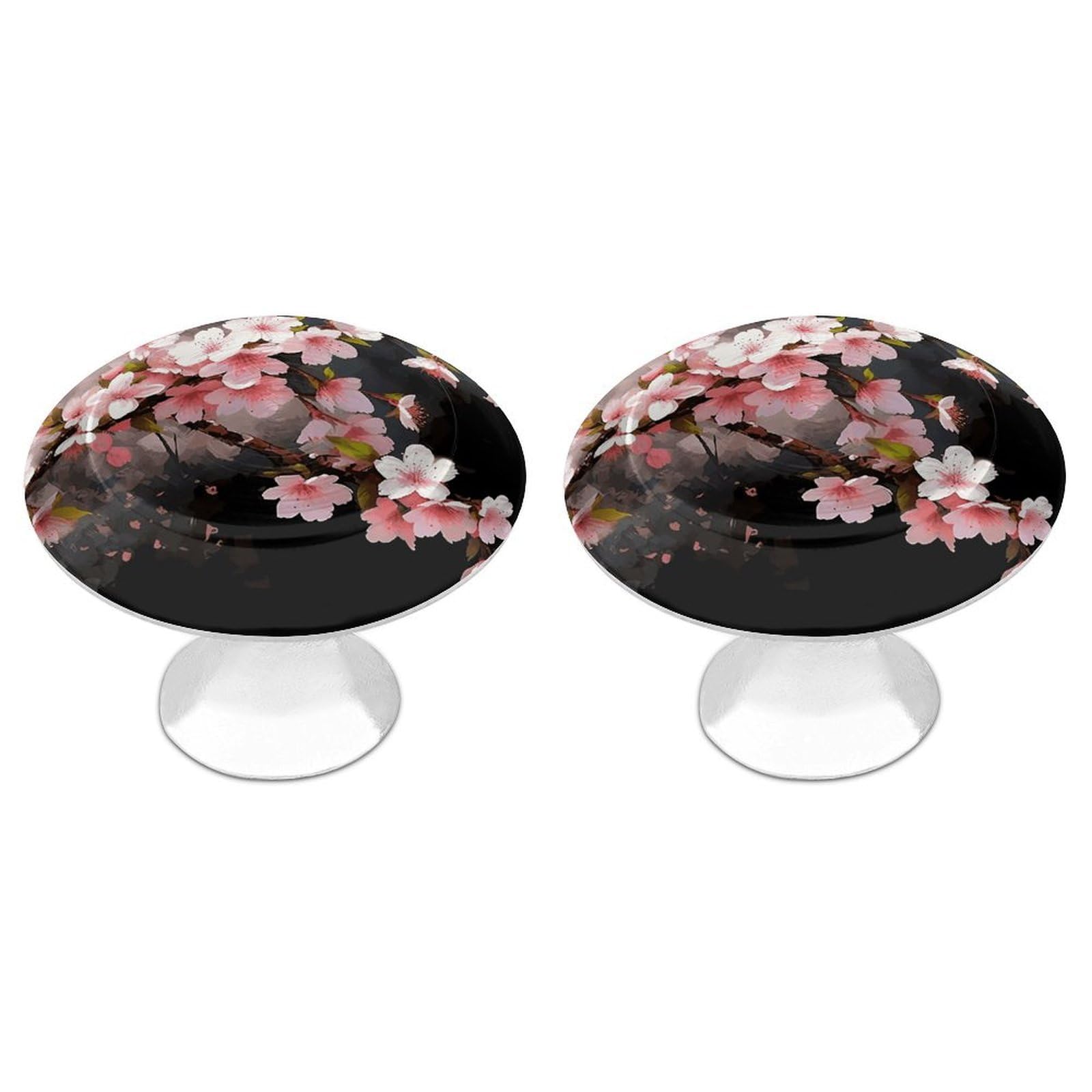 Vstadank Style Tempting Cherry Blossoms Drawer Knob Round Dresser Sturdy Drawer Pulls With Mounting Screws Kitchen Stainless Steel Modern Decorative Handles For Cupboard Closet Bathroom