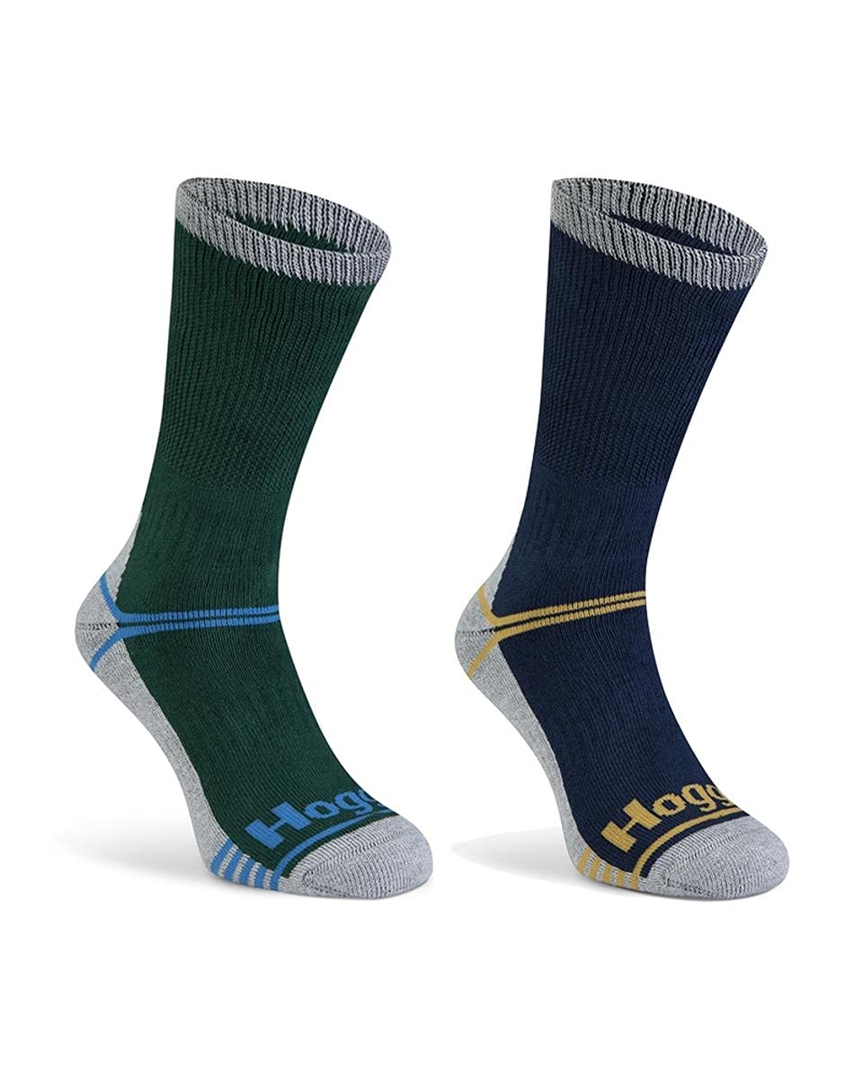 Hoggs of Fife Field & Outdoor Coolmax Sock Twin Pack Green/Navy Medium (7-10)