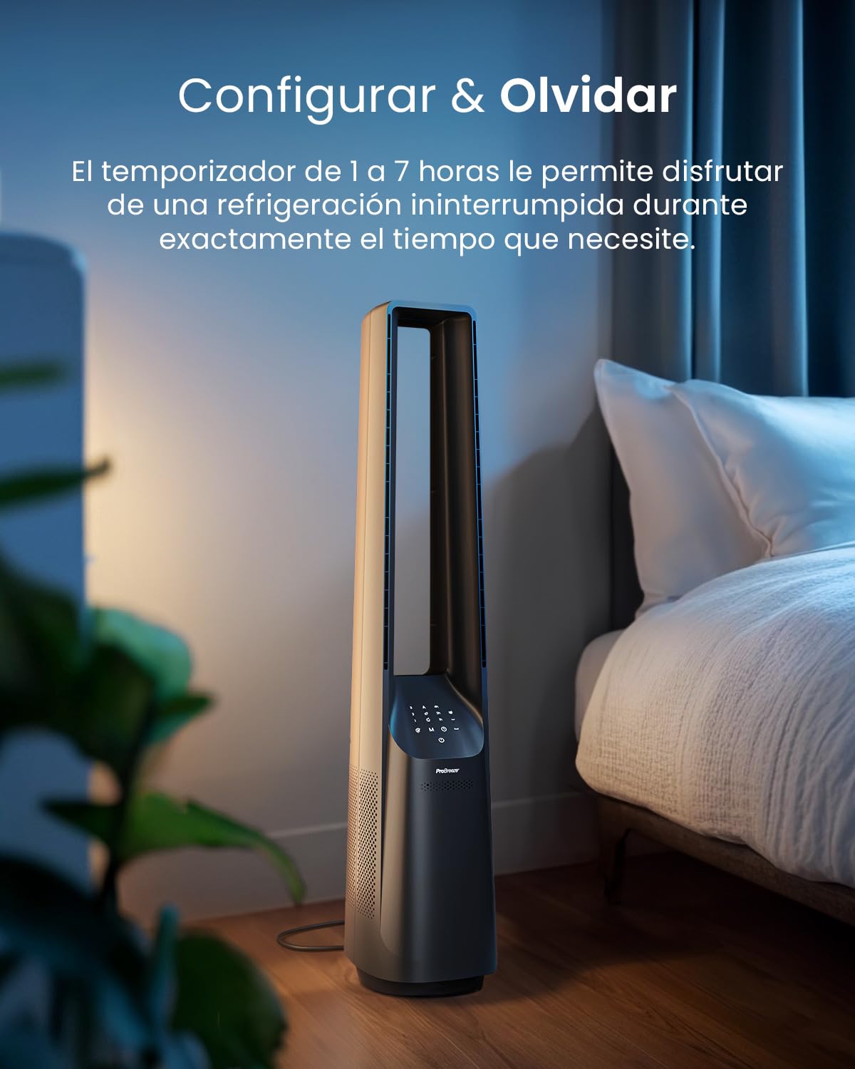 Pro Breeze Ventilador de Torre silencioso sin aspas de 101 cm con 6 velocidades y Mando a Distancia – Oscilación 60º, 5 Modos, Temporizador – Ventilador Grande y portátil para el hogar y la Oficina