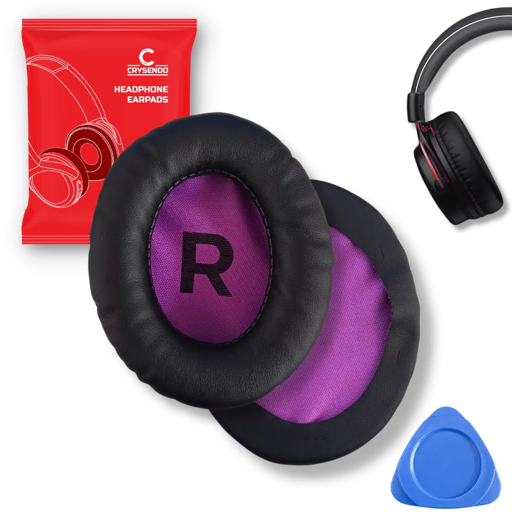 Crysendo Headphone Cushion for E-ksa E900 & E900 Pro Gaming Headset | Replacement Ear Cushion Cover Ear Pads | Protein Leather & Memory Foam Ear Cushions (Black+Purple)-image-13