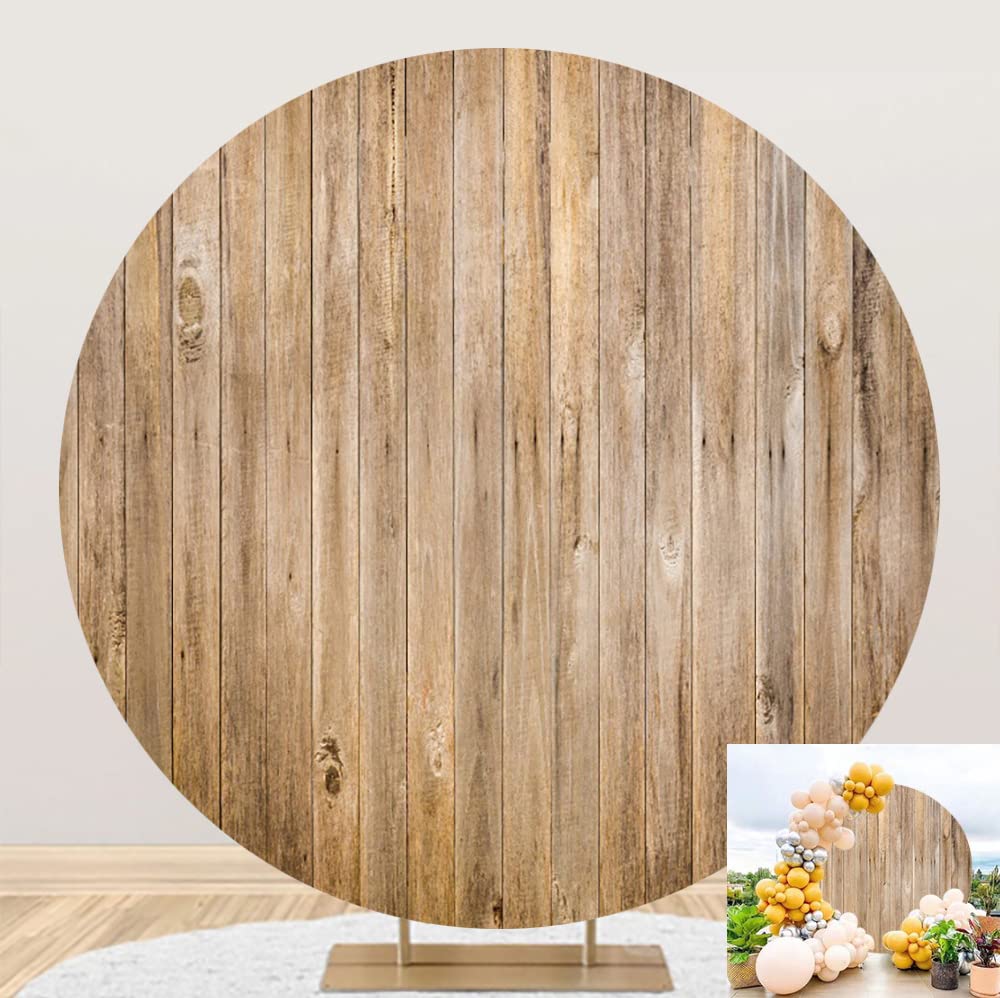 7.5x7.5ft Round Backdrop Wood Photo Backdrop Rustic Wooden Circle Backdrop Primitive Country Style Baby Shower Birthday Party Decor Wood Background