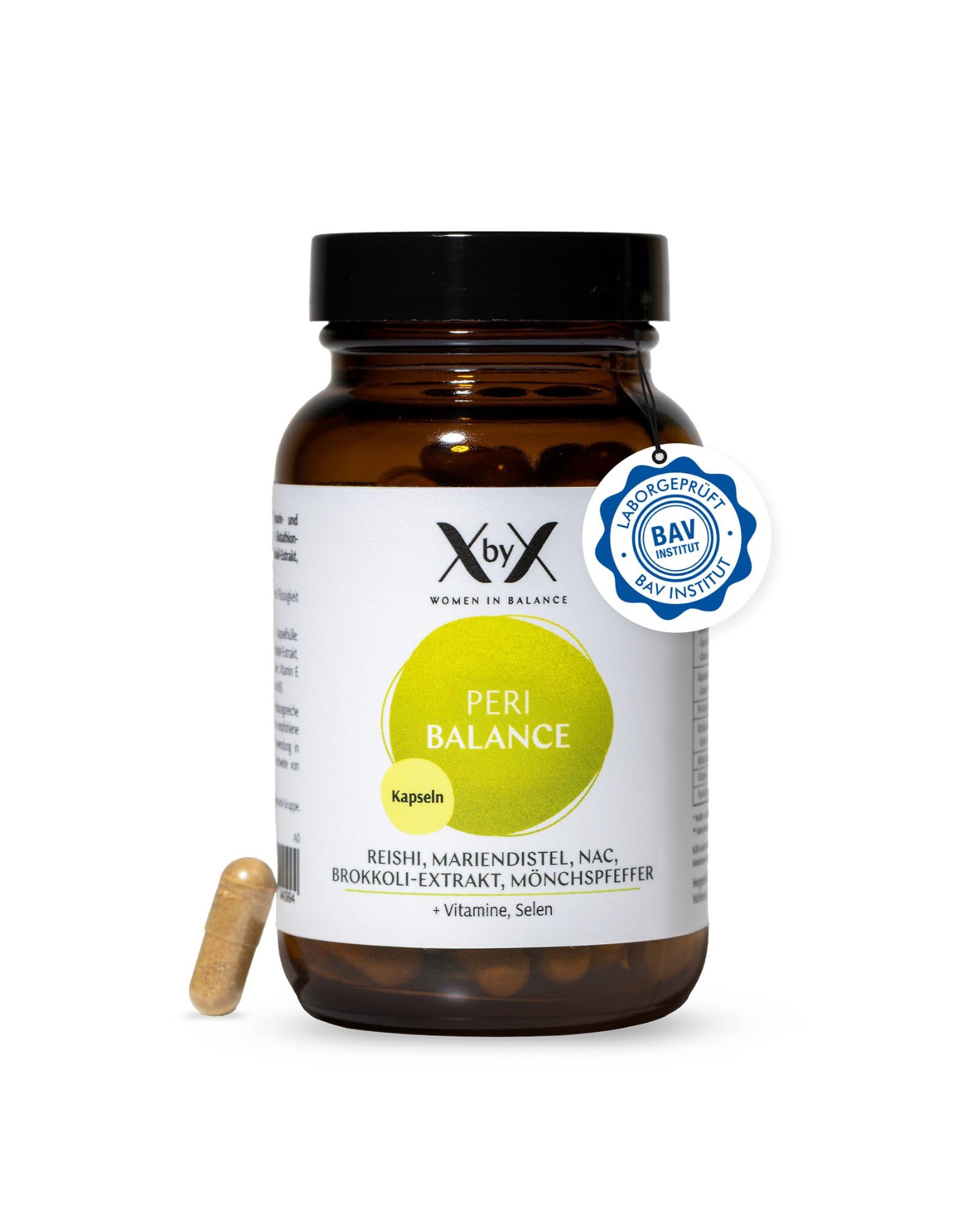 XbyX Peri Balance Kapseln | 45 Portionen | Wirkstoff-Komplex mit Reishi, Mariendistel, Mönchspfeffer | Für Frauen ab 40 | Aus Deutschland