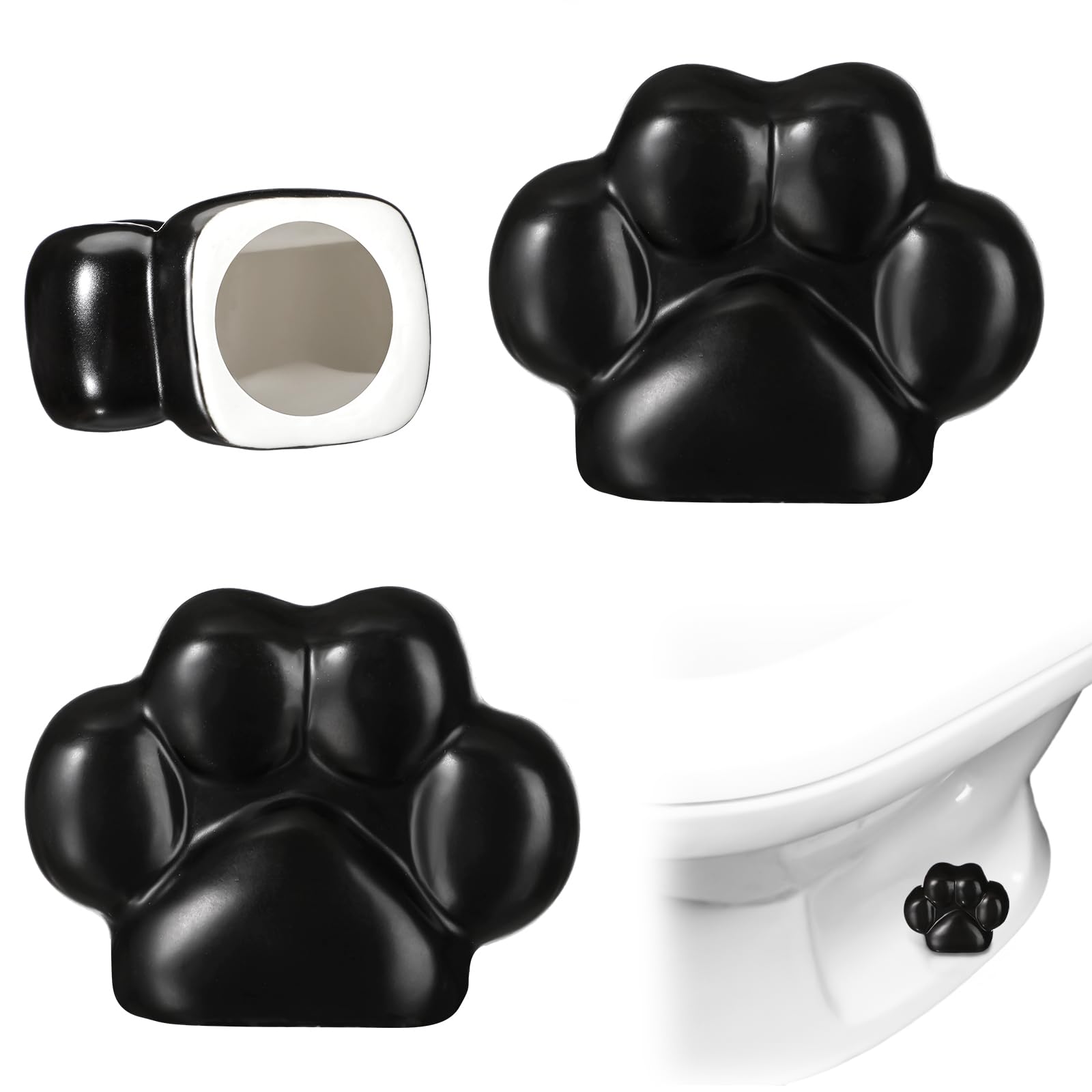 Photo 1 of Honeydak 2 Pack Toilet Bolt Caps Decorative Paw Print Toilet Bolt Screw Covers Cute Ceramic Bathroom Decor Fun Themed Gadgets Bathroom Replacement Parts