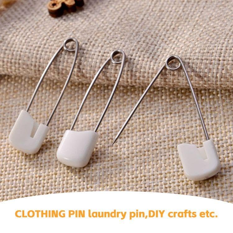LSYYSL 100 Pieces Safety Pins, Plastic Metal Pins, Small Safety Pins, Baby Safety Pins, White Retainers - Image 4