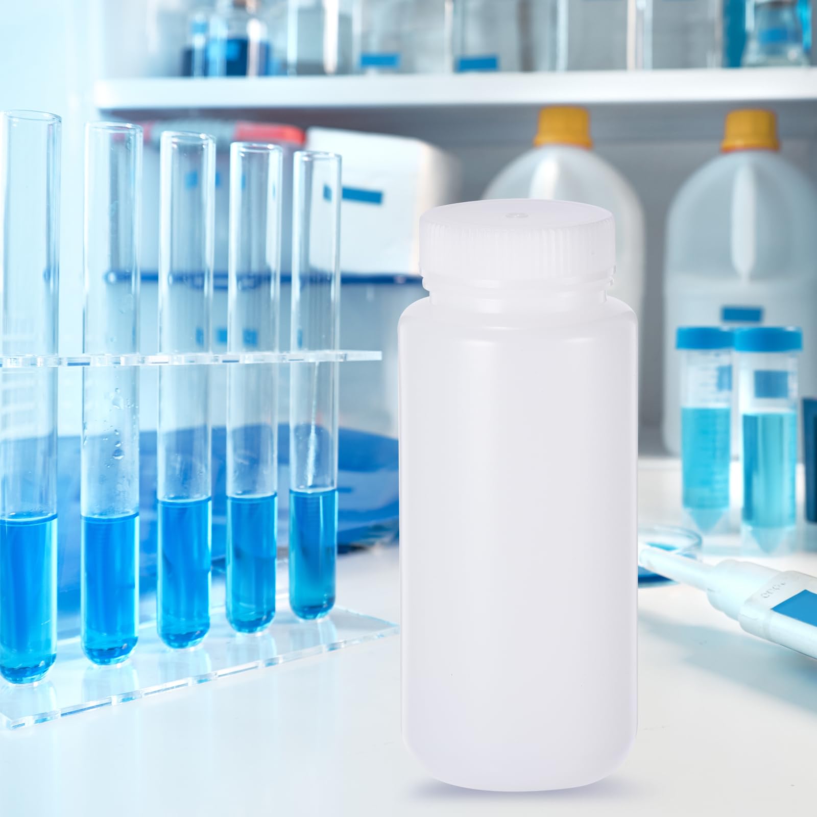 PATIKIL 2er Set 500 Ml PE-Weithalsflasche – Rund, Mit Schraubverschluss, Transparent Weiß, Für Labor, Wasserproben & Pillen