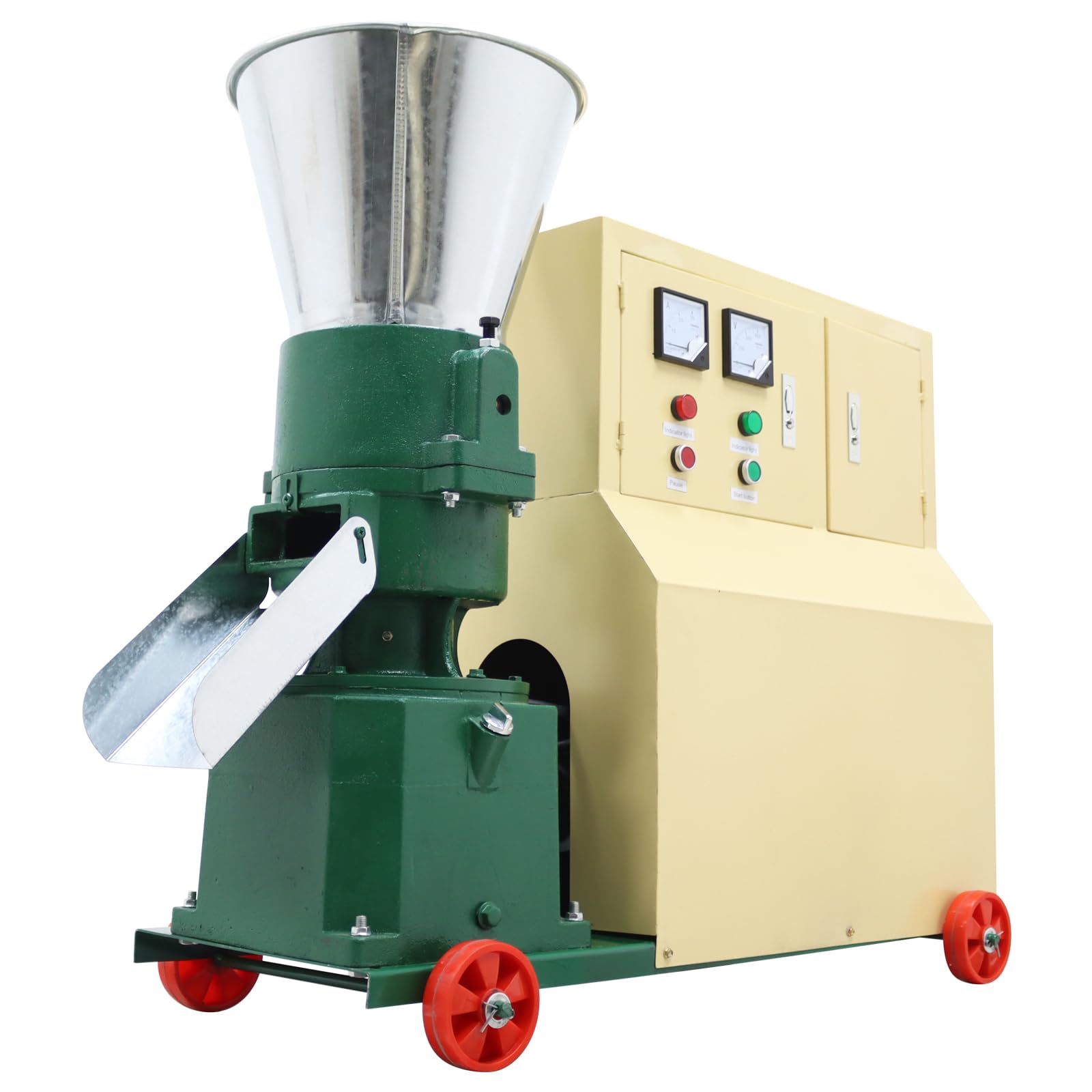 Chicken Feed Pellet Mill Machine Body Only with 2-Head Pressure Rollers Electric Poultry Feed Grinder &amp; Pelletizer with Distribution Box 440-550 lbs/h Output for Livestock Feed 220V 7.5KW