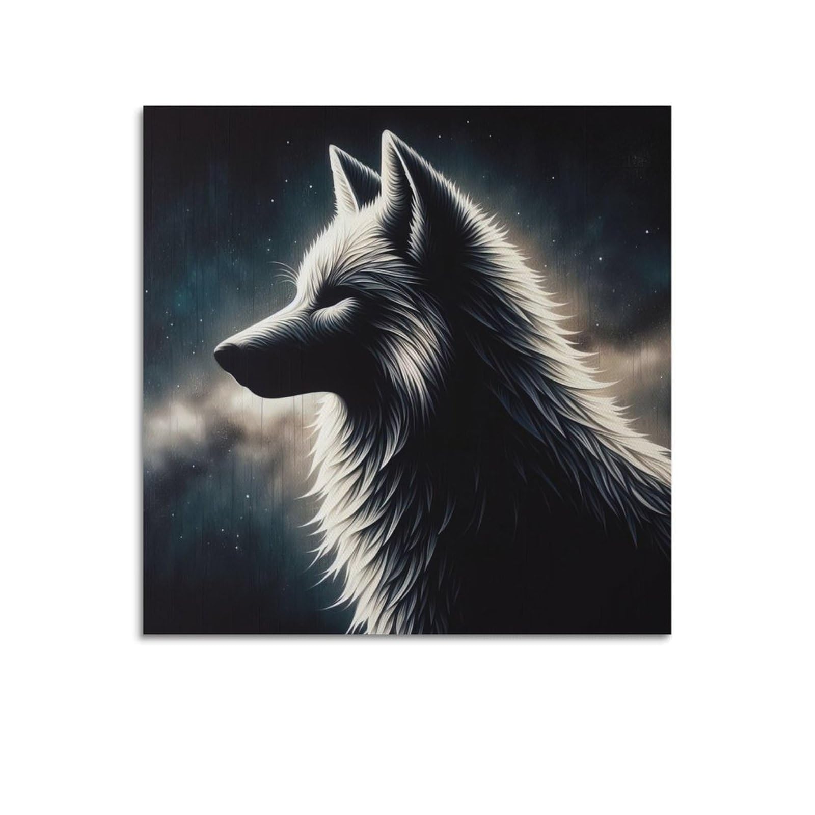 WPHSFX Animal Poster Wolves in The Stars Poster Decorative Painting Canvas Wall Posters And Art Picture Print Modern Family Bedroom Decor Posters 28x28inch(70x70cm)