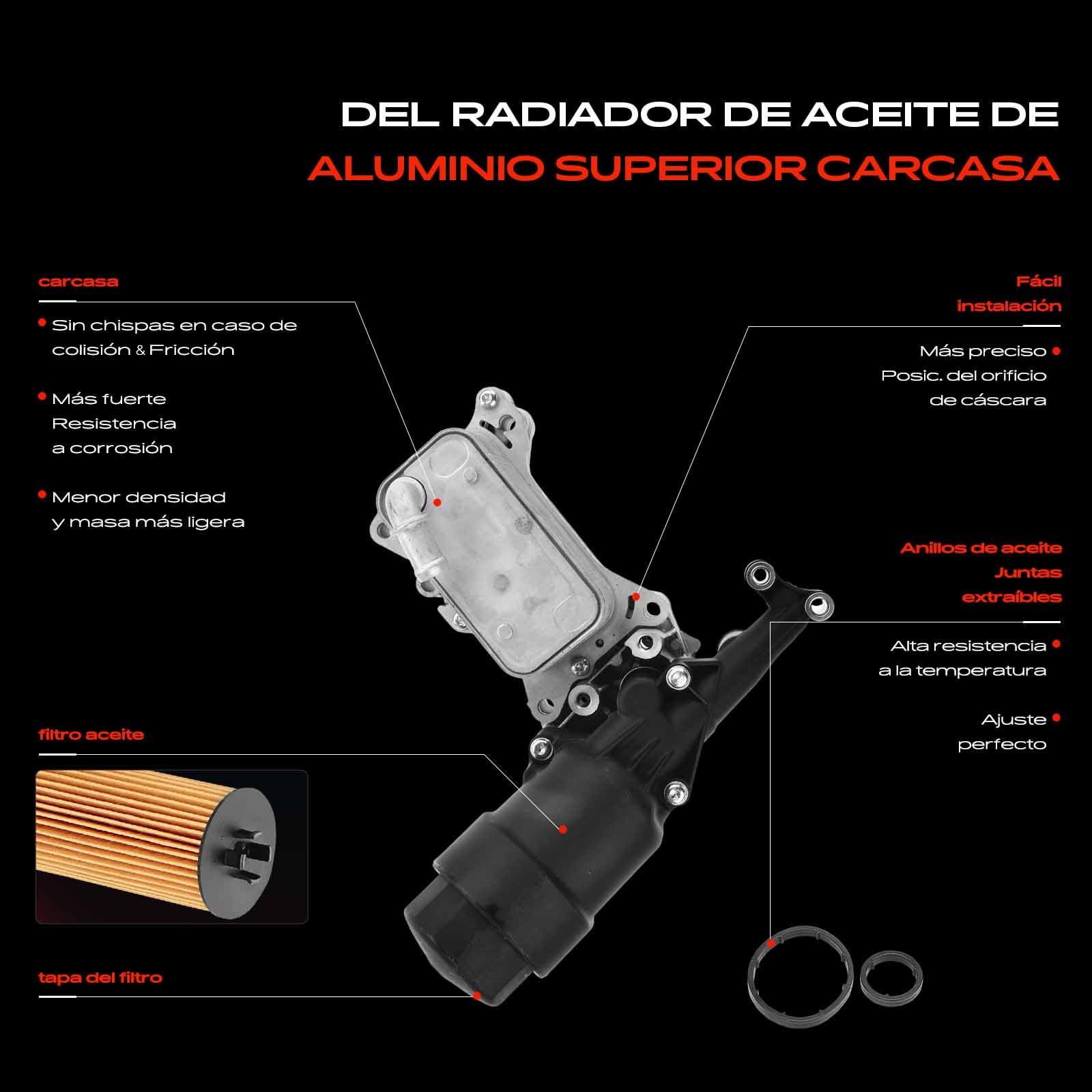 Frankberg Filtro de aceite del enfriador de aceite 2006-1665280000 | Compatible con: Autobús Vito W639, Viano W639, Clase S V222 W222 X222, GLC X253, Sprinter 35-T Caja B906, Clase M W166