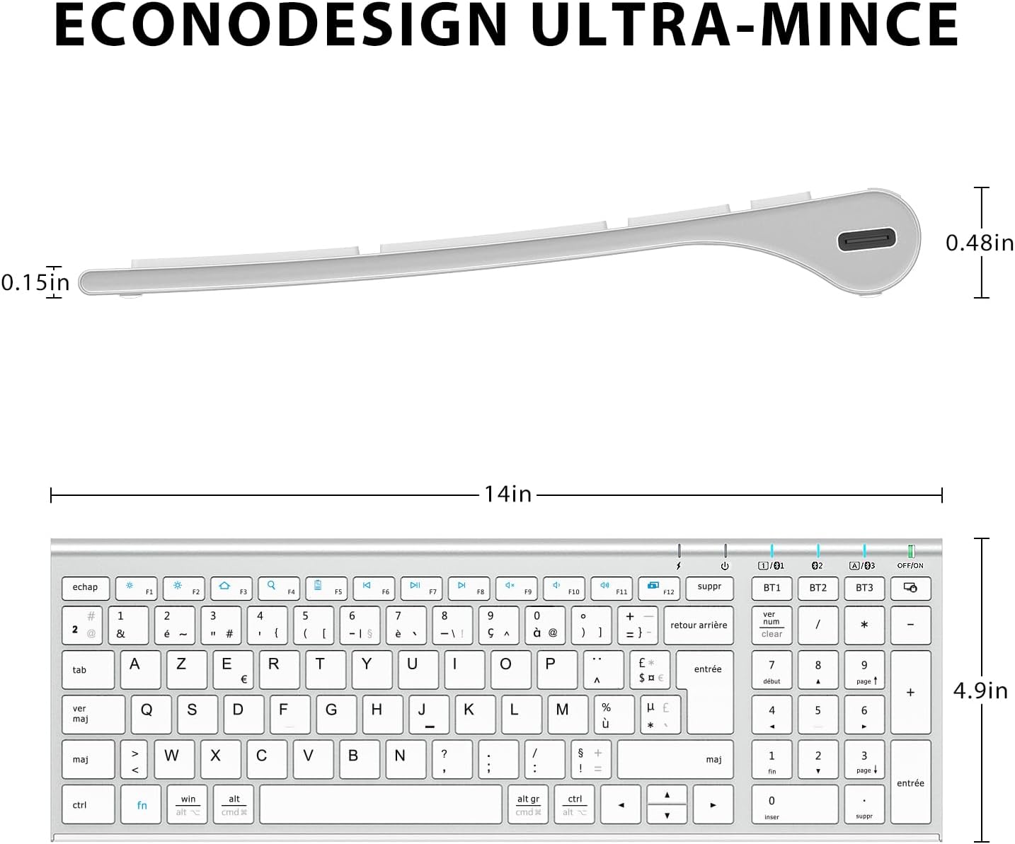 Tastatură iClever BK10 vedere detaliată