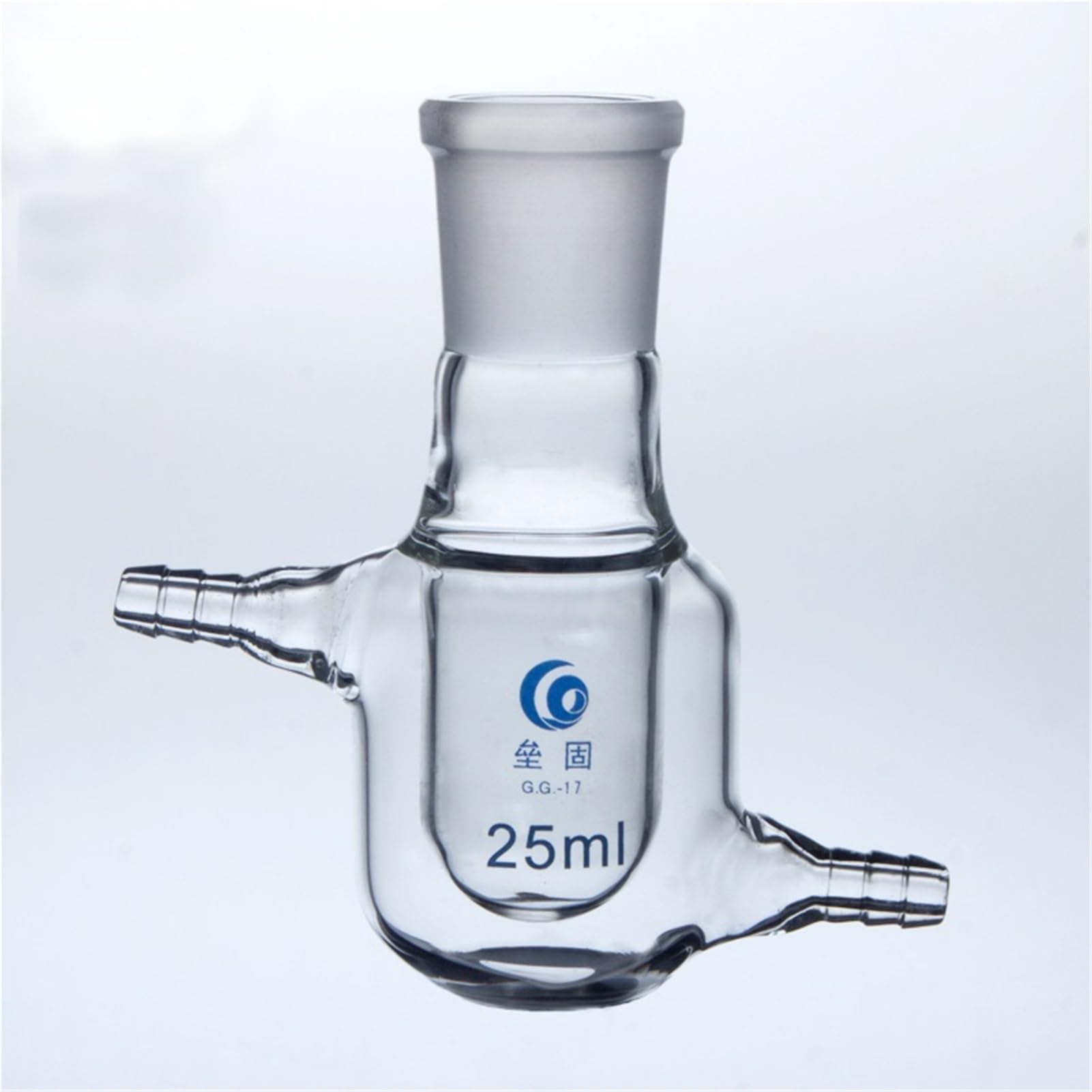 Frasco de vidrio para laboratorio, Frasco de reacción con camisa de un solo cuello Matraz de vidrio de silicato de pared gruesa Reactores de planta con camisa(250ml Caliber 24mm)