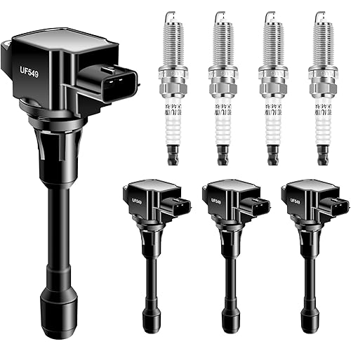 UF549 Ignition Coils 9029 Iridium Spark Plug Set of 4 Pack Compatible with INFINITI FX50 2009-2013,for QX70 2014-2017,for Nissan Altima 2007-2018,for Sentra 2007-2012,for Equator 2009-2012
