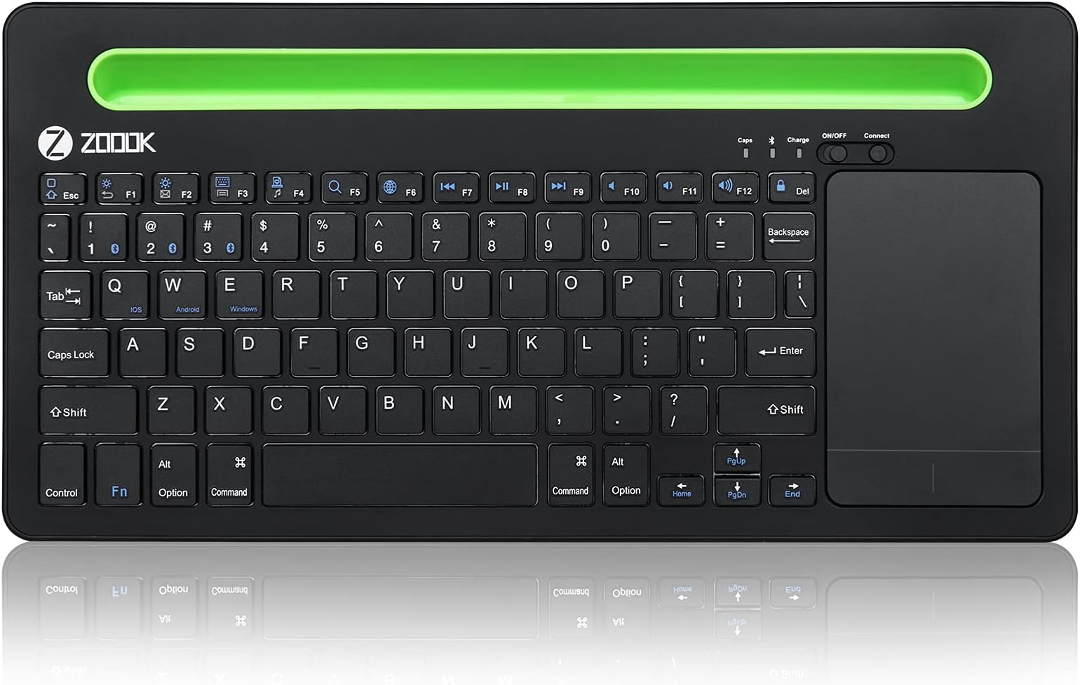 Zoook Fingerpad Wireless Keyboard with Trackpad/Bluetooth Keyboard/3 Device Connectivity/Rechargeable Battery-112 Hrs Backup/Macbook/Tablet/Mobile/Pc/Laptop/Smart Tv/Chrome - Dock for Mobile & Tablet