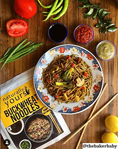Image of Naturally Yours Buckwheat Soba Hakka Noodles | Kuttu Atta & Whole Wheat | No Maida, No Onion No Garlic, Jain Friendly, Vegan, Preservative Free | Tastemaker Inside | Healthy Noodles | 180g Pack